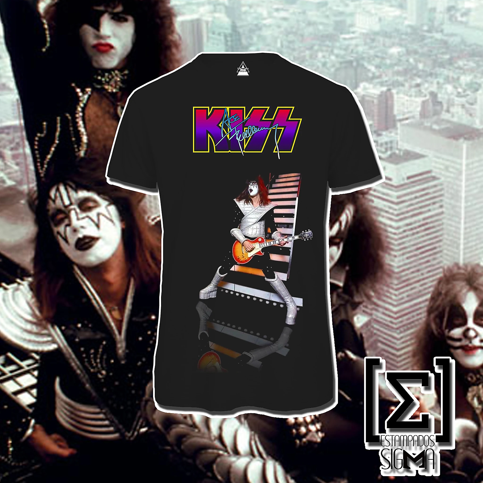 Polera negra KISS, diseño 01