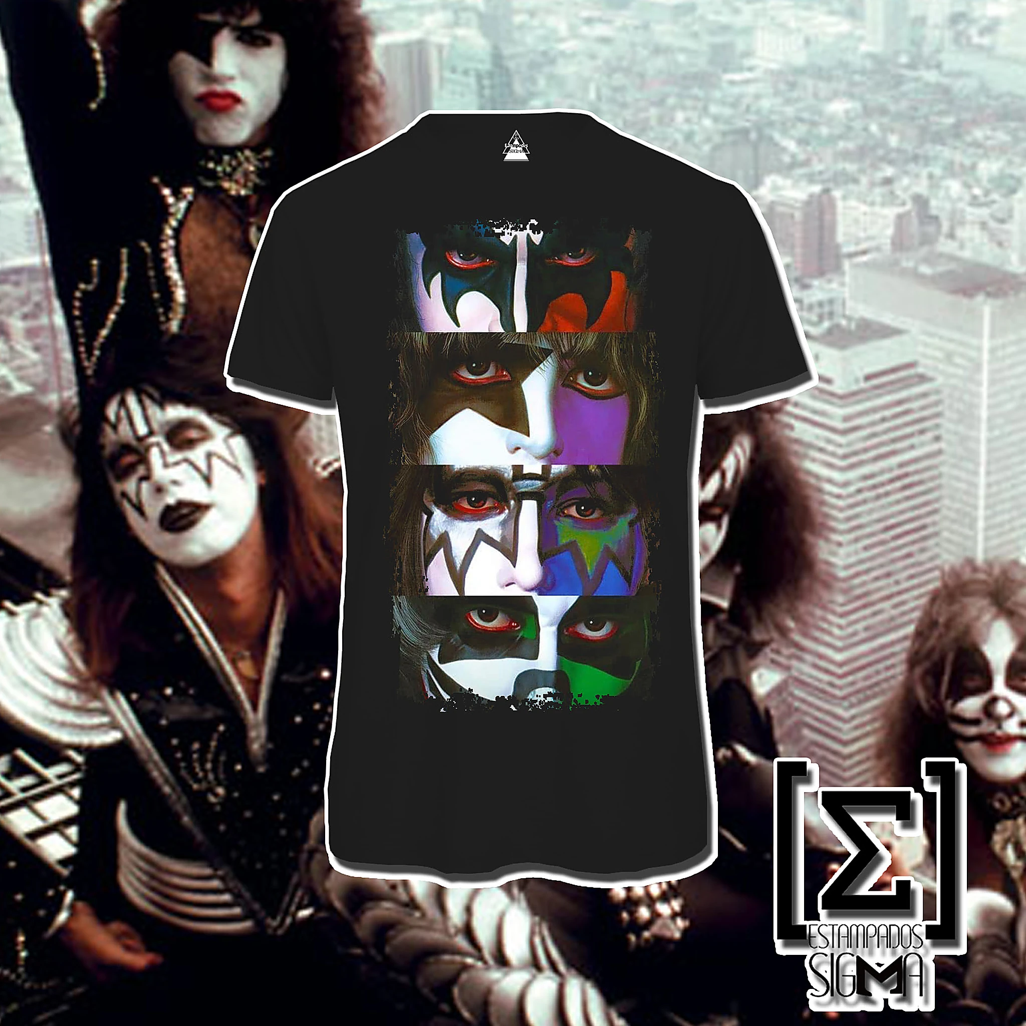 Polera negra KISS, diseño 02