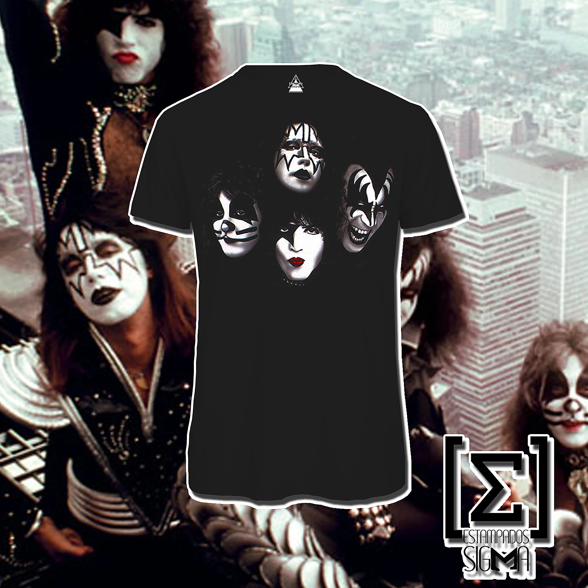 Polera negra KISS, diseño 03