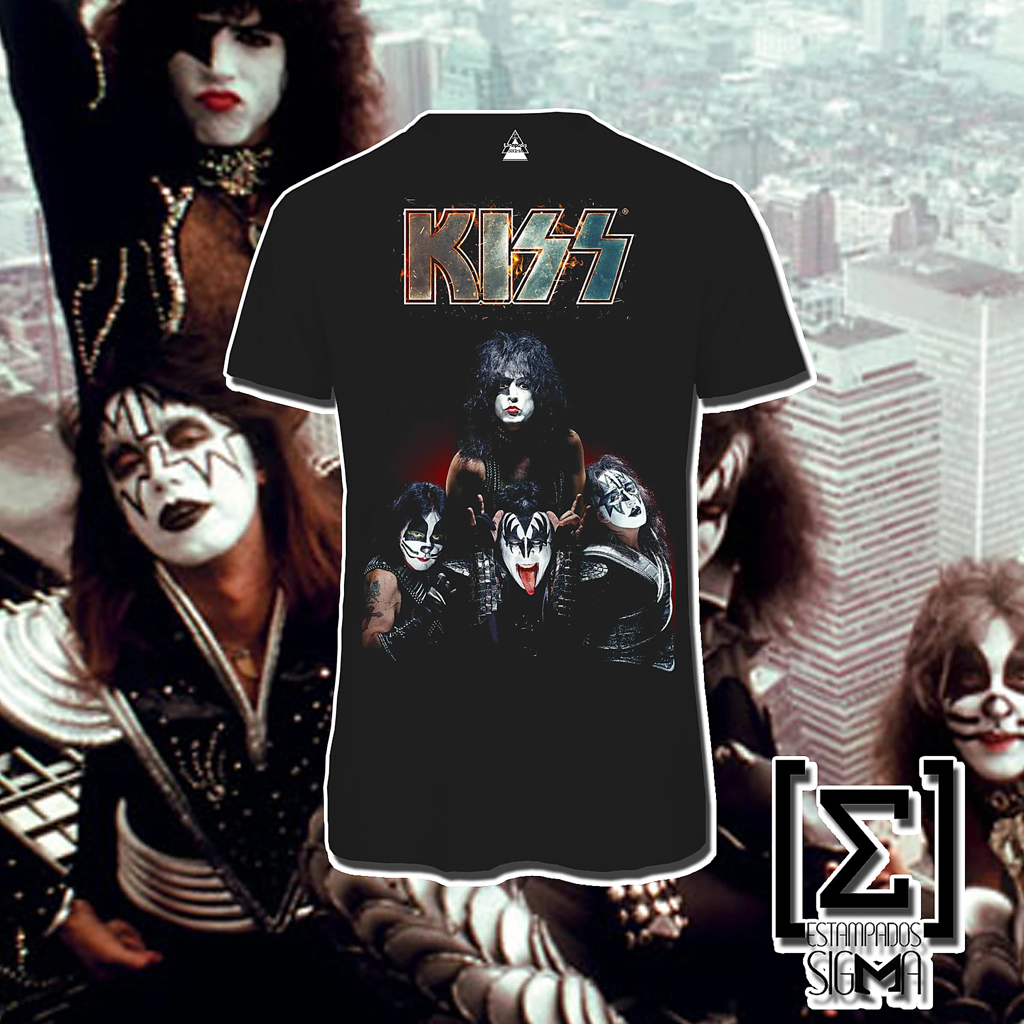 Polera negra KISS, diseño 04