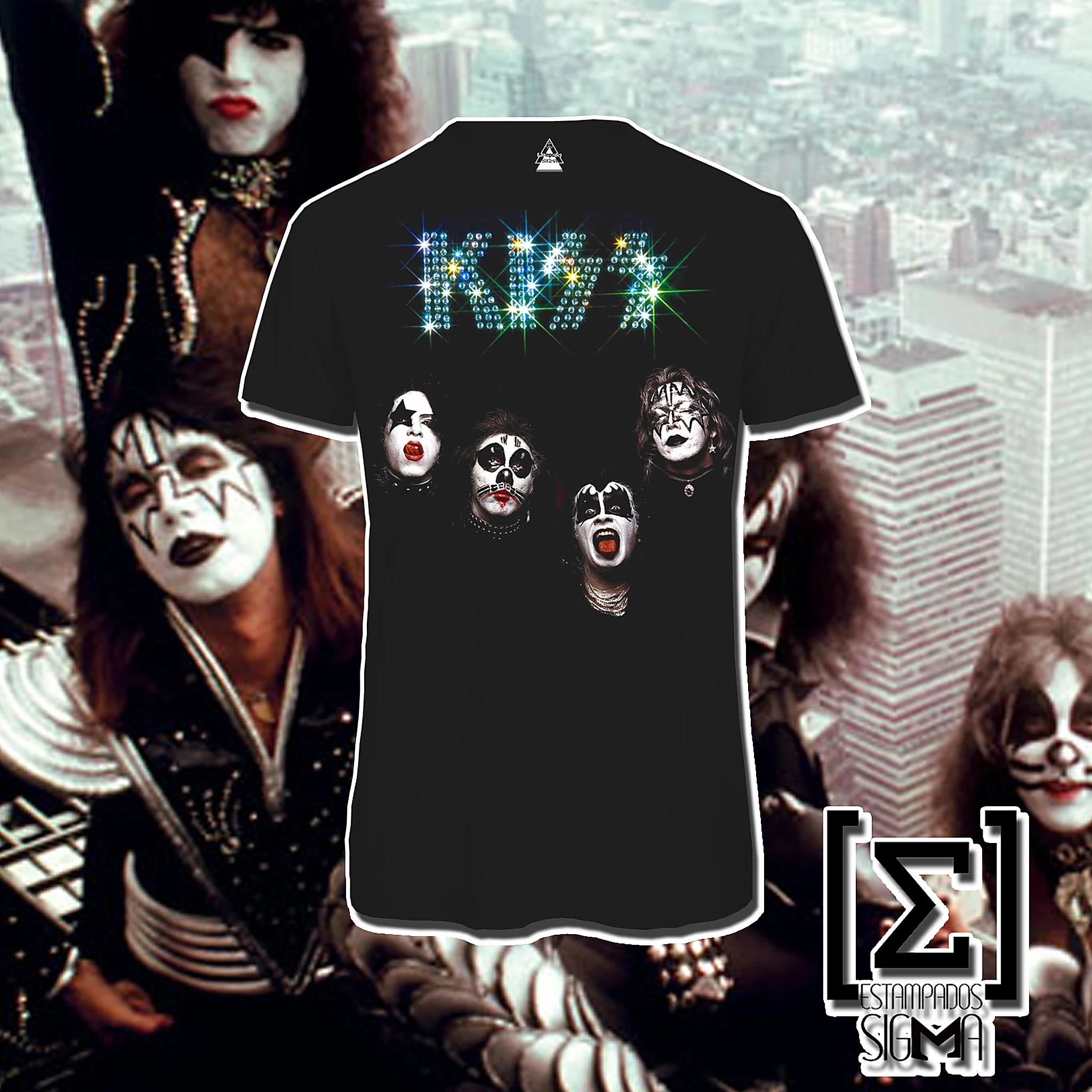 Polera negra KISS, diseño 06