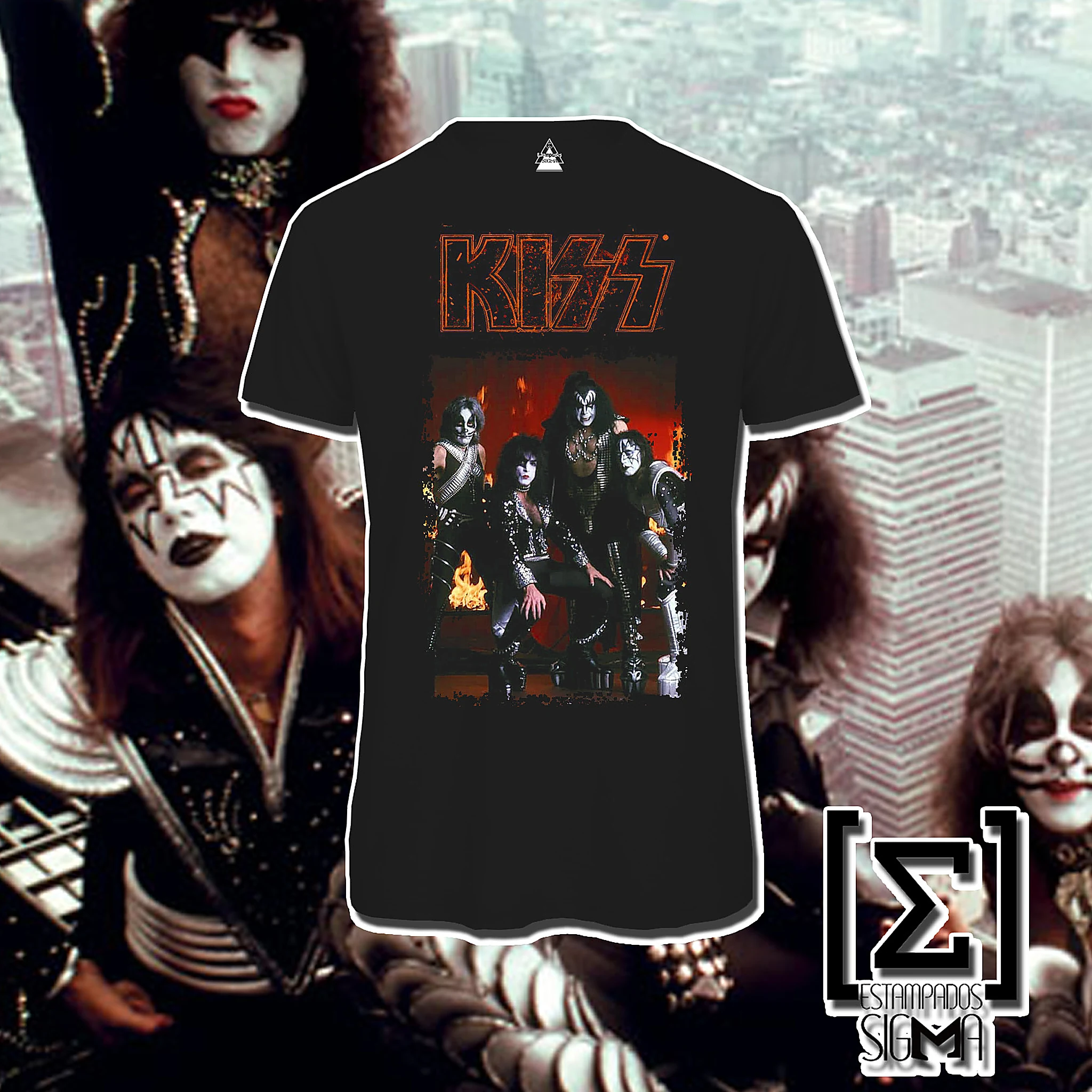 Polera negra KISS, diseño 07