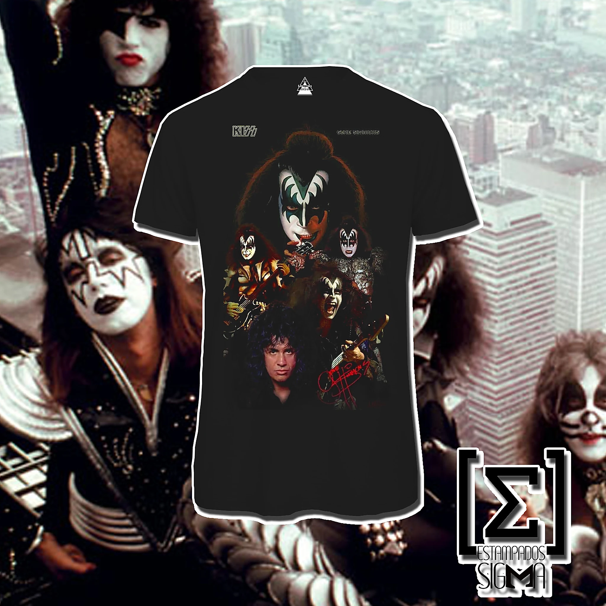 Polera negra KISS, diseño 09
