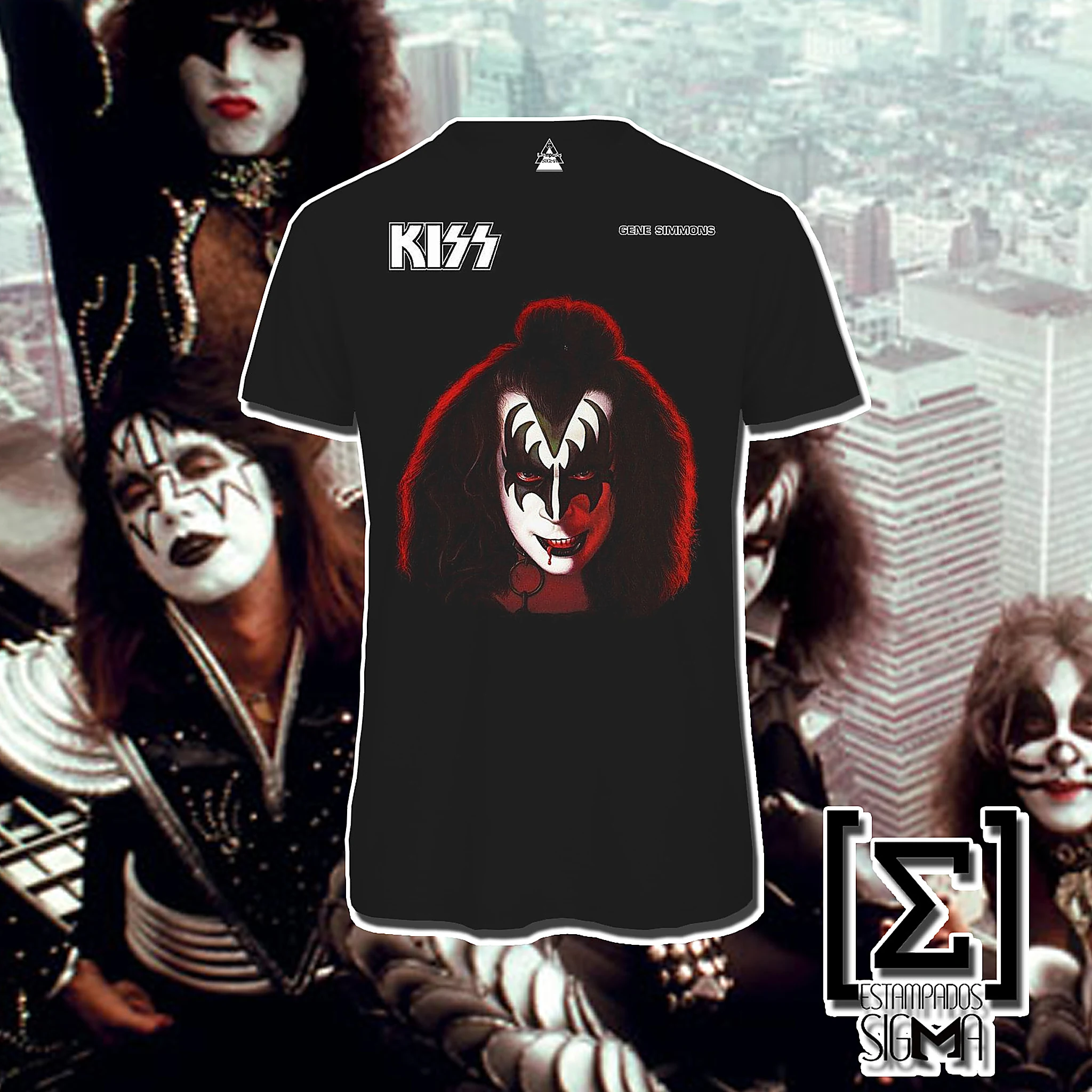 Polera negra KISS, diseño 11