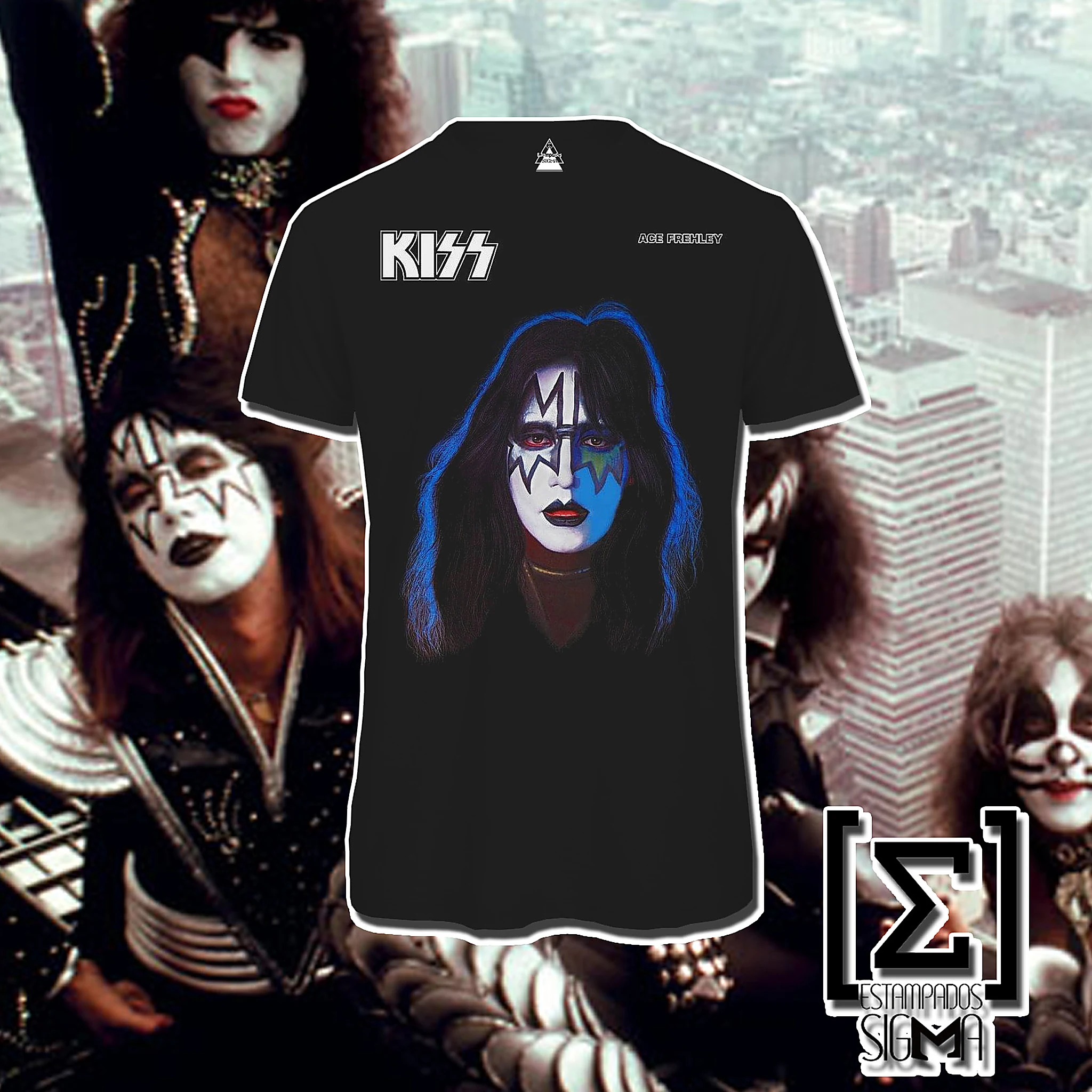 Polera negra KISS, diseño 13