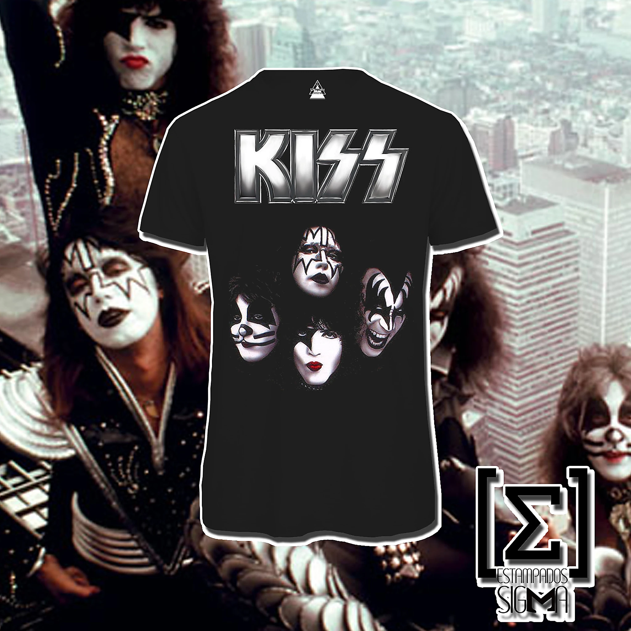 Polera negra KISS, diseño 14
