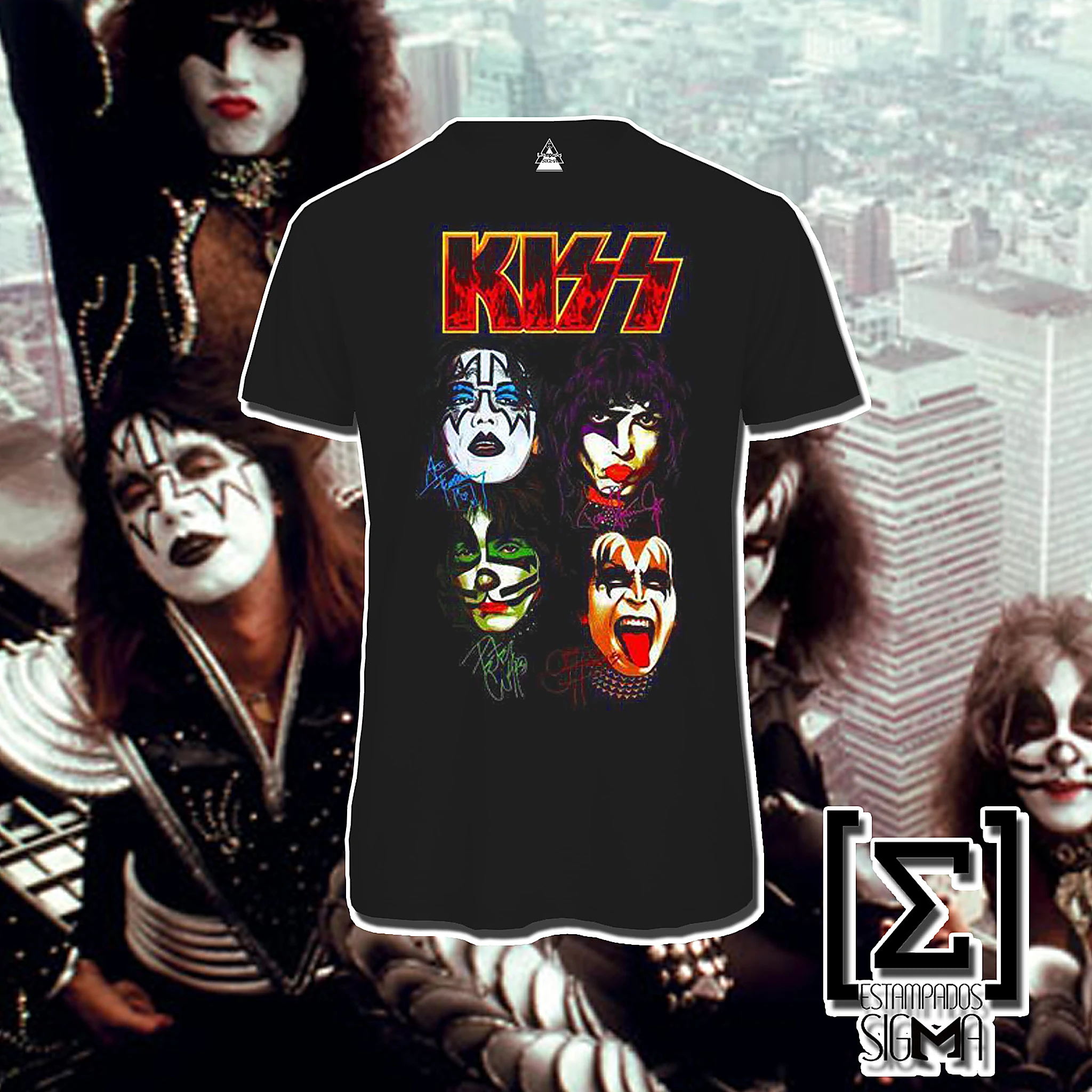 Polera negra KISS, diseño 15