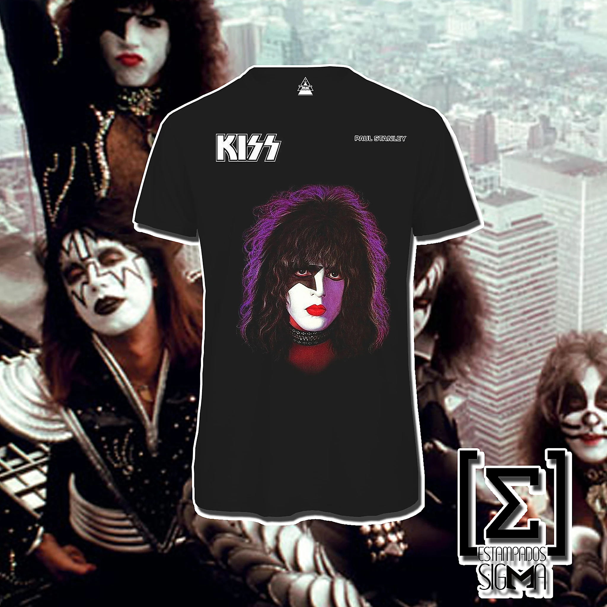 Polera negra KISS, diseño 16
