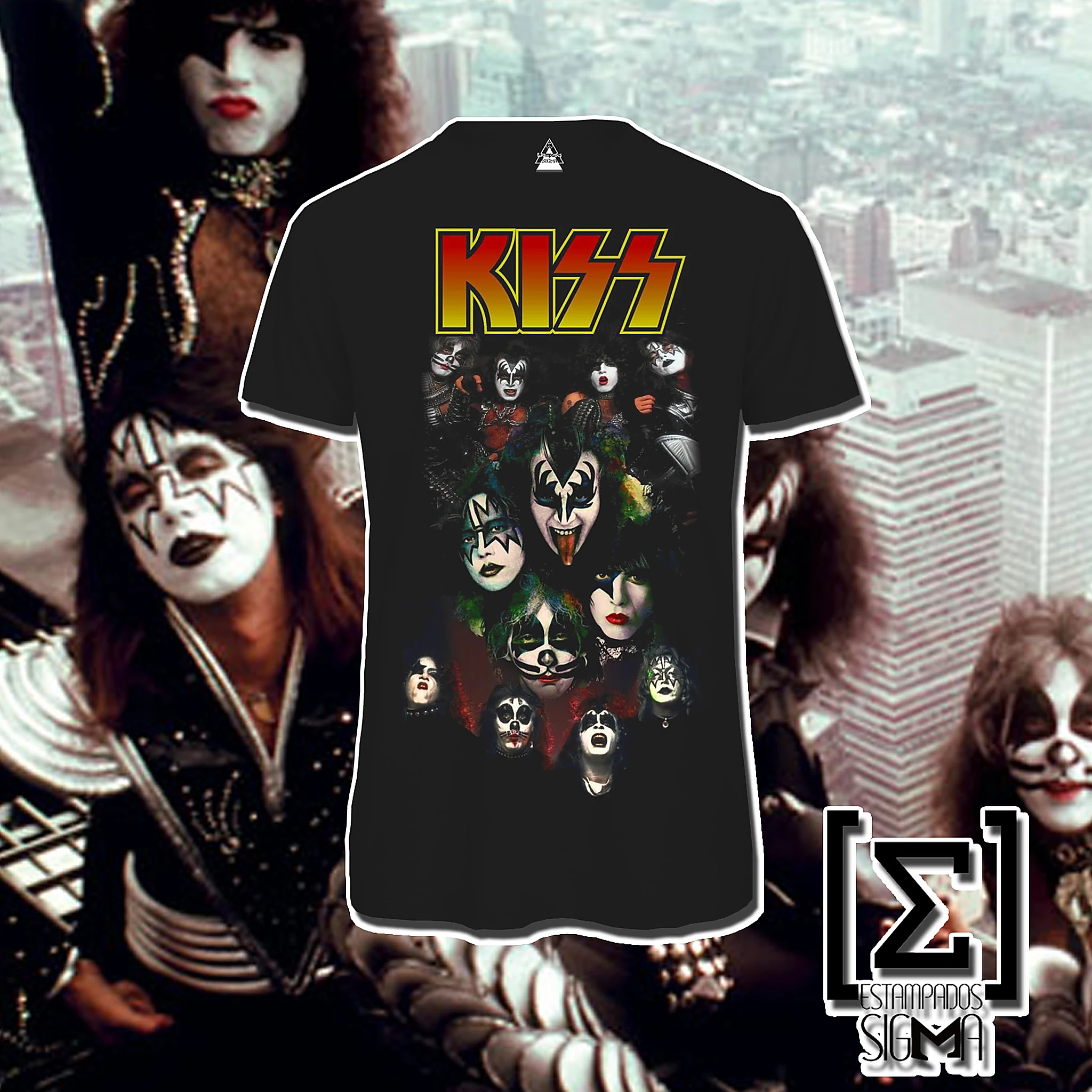 Polera negra KISS, diseño 19