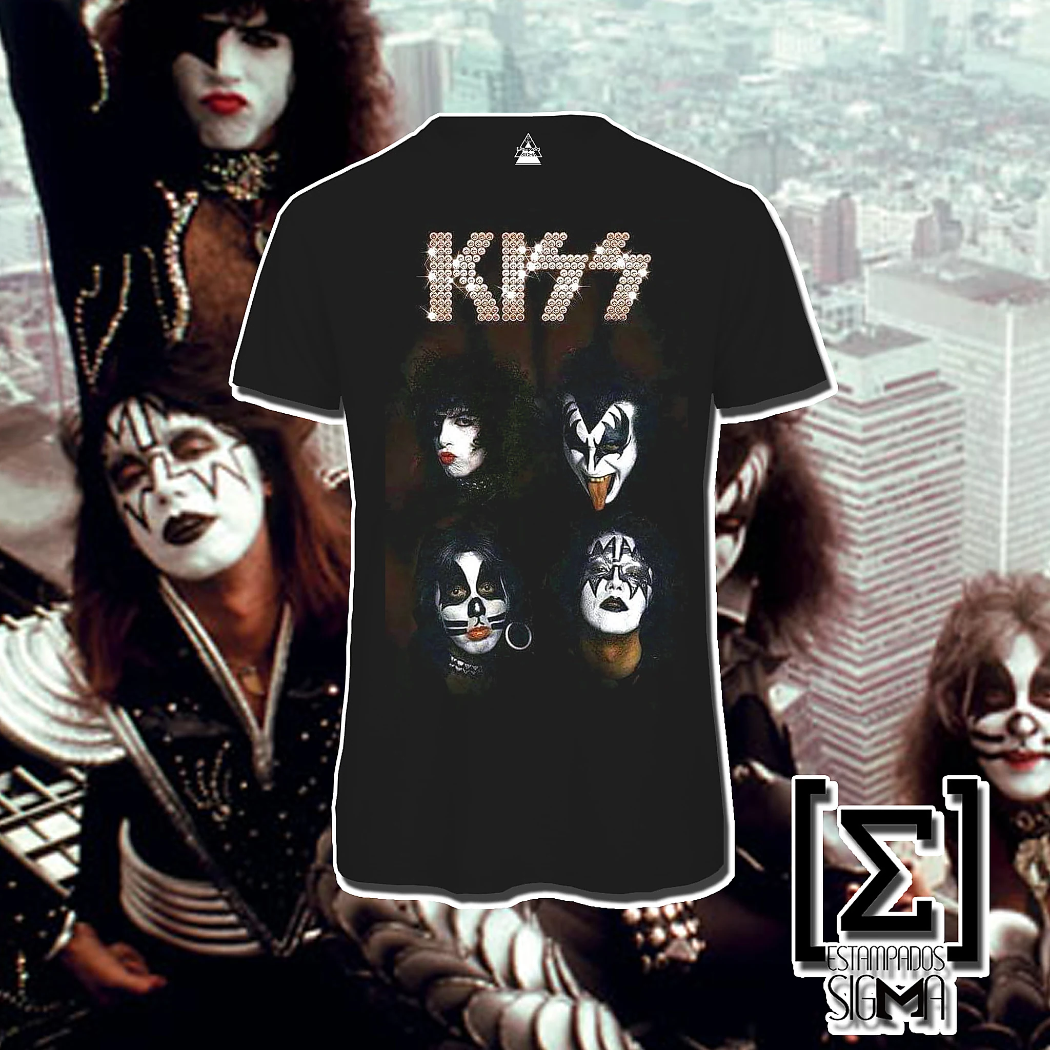 Polera negra KISS, diseño 20