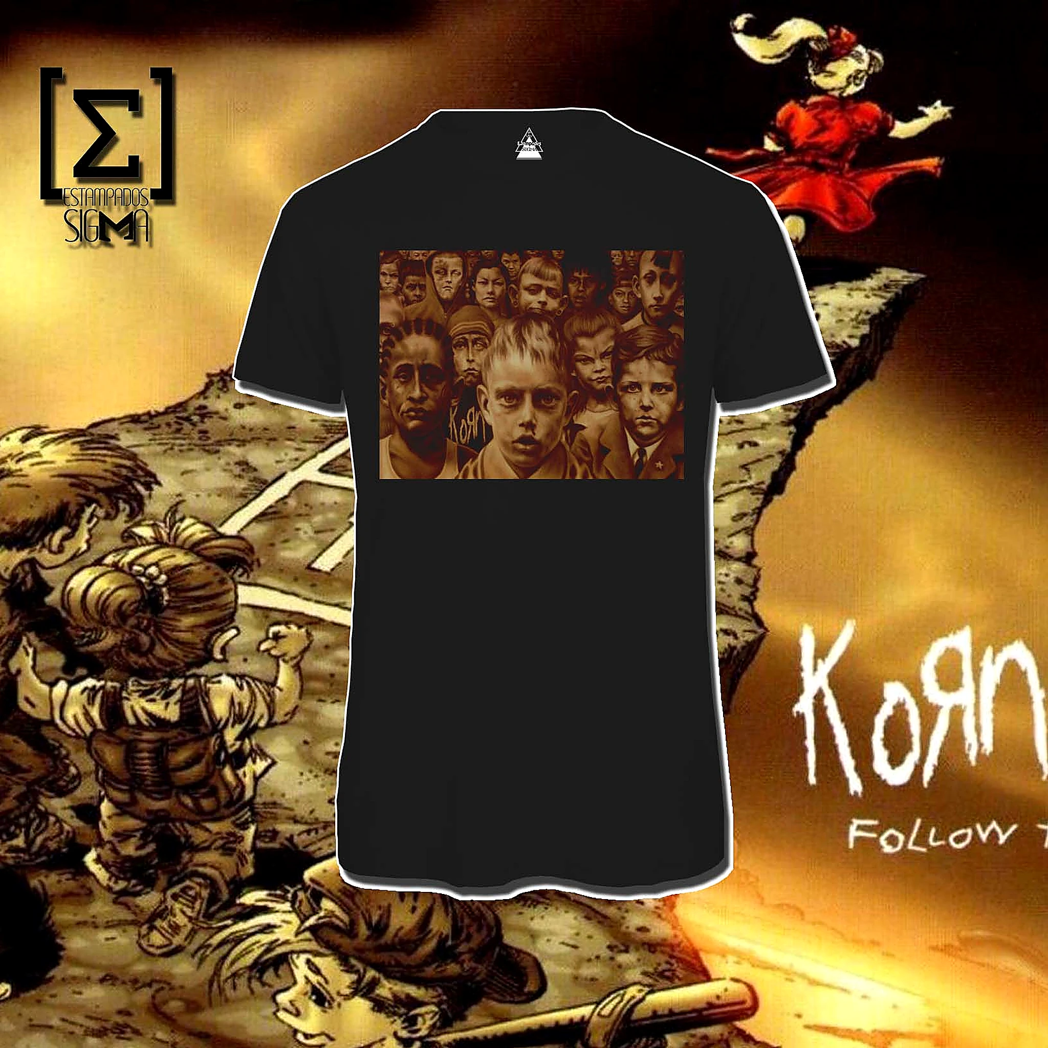 Polera negra Korn, diseño 01