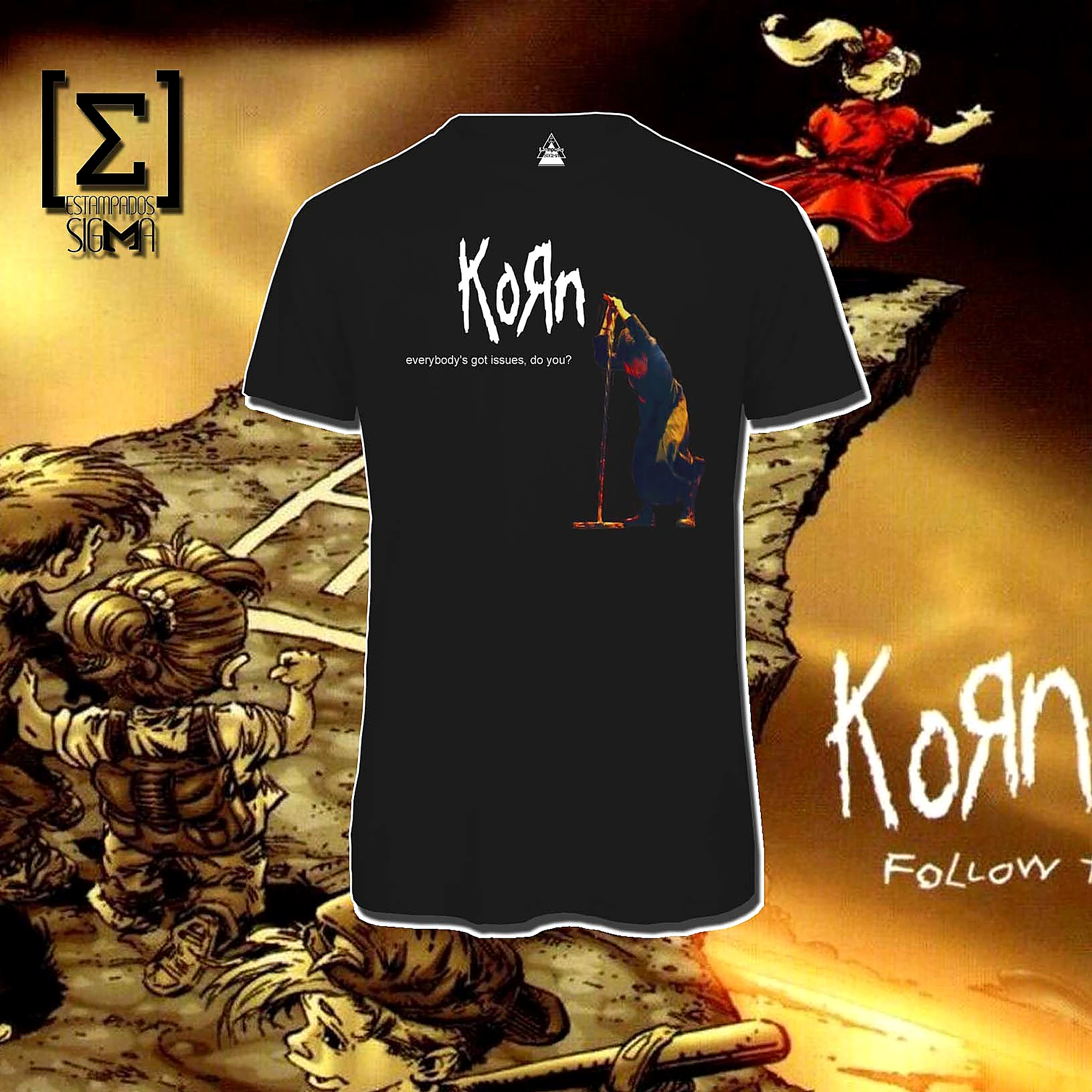 Polera negra Korn, diseño 02