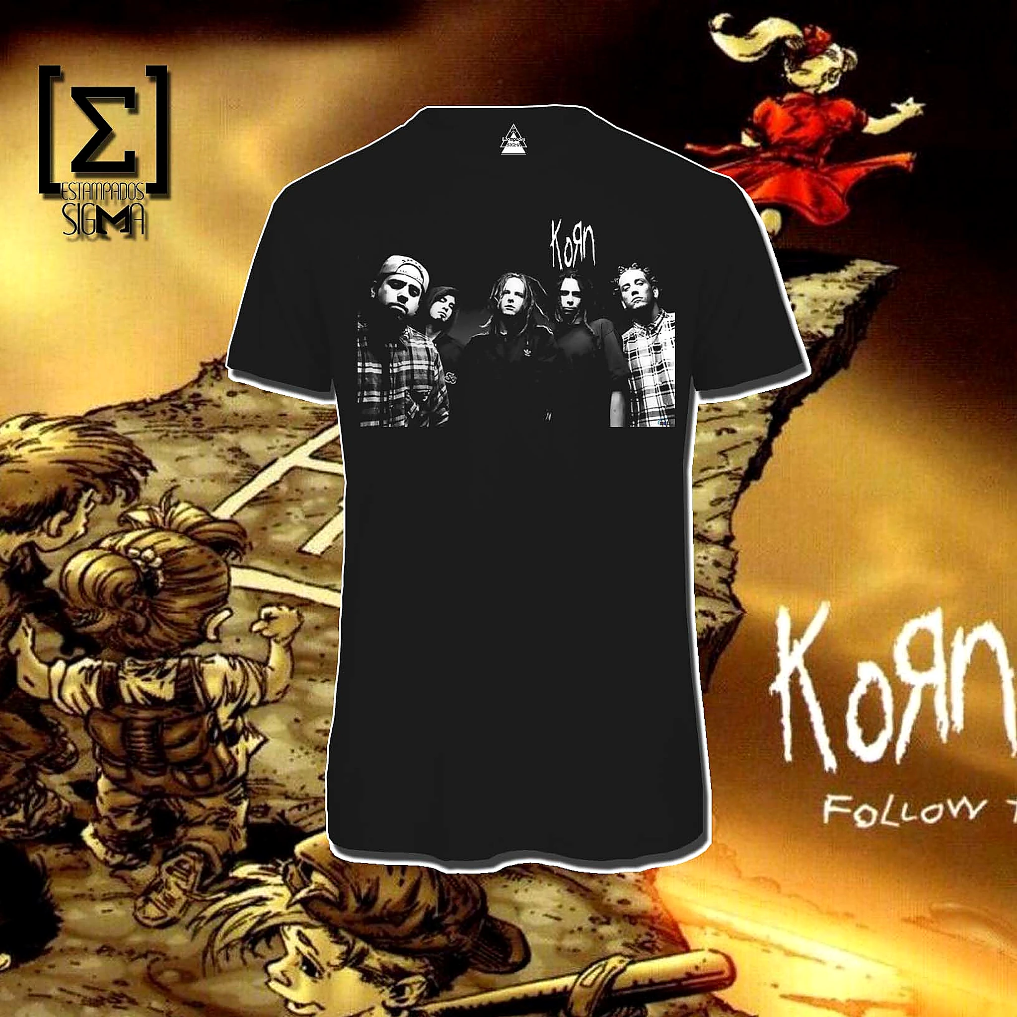 Polera negra Korn, diseño 03