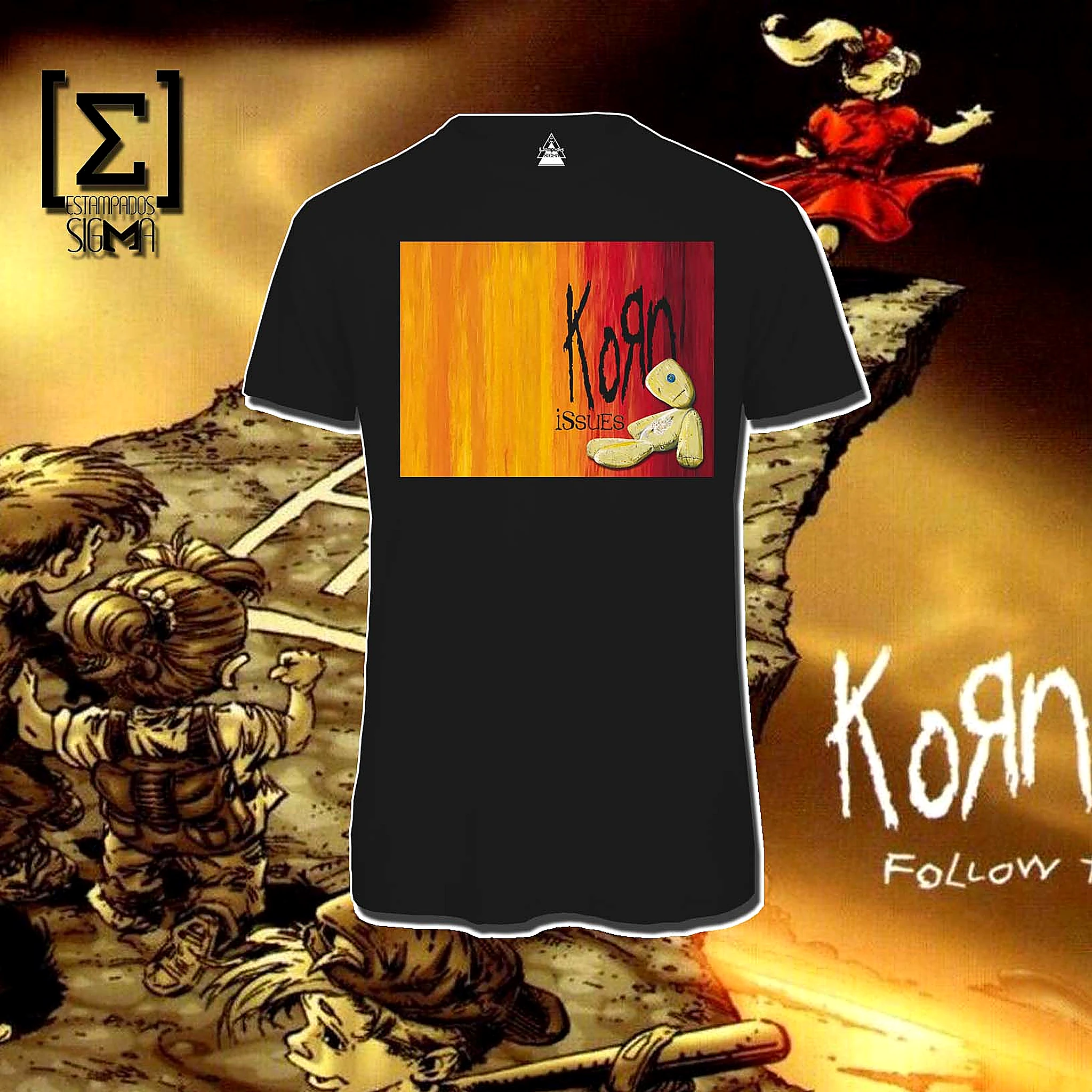 Polera negra Korn, diseño 04