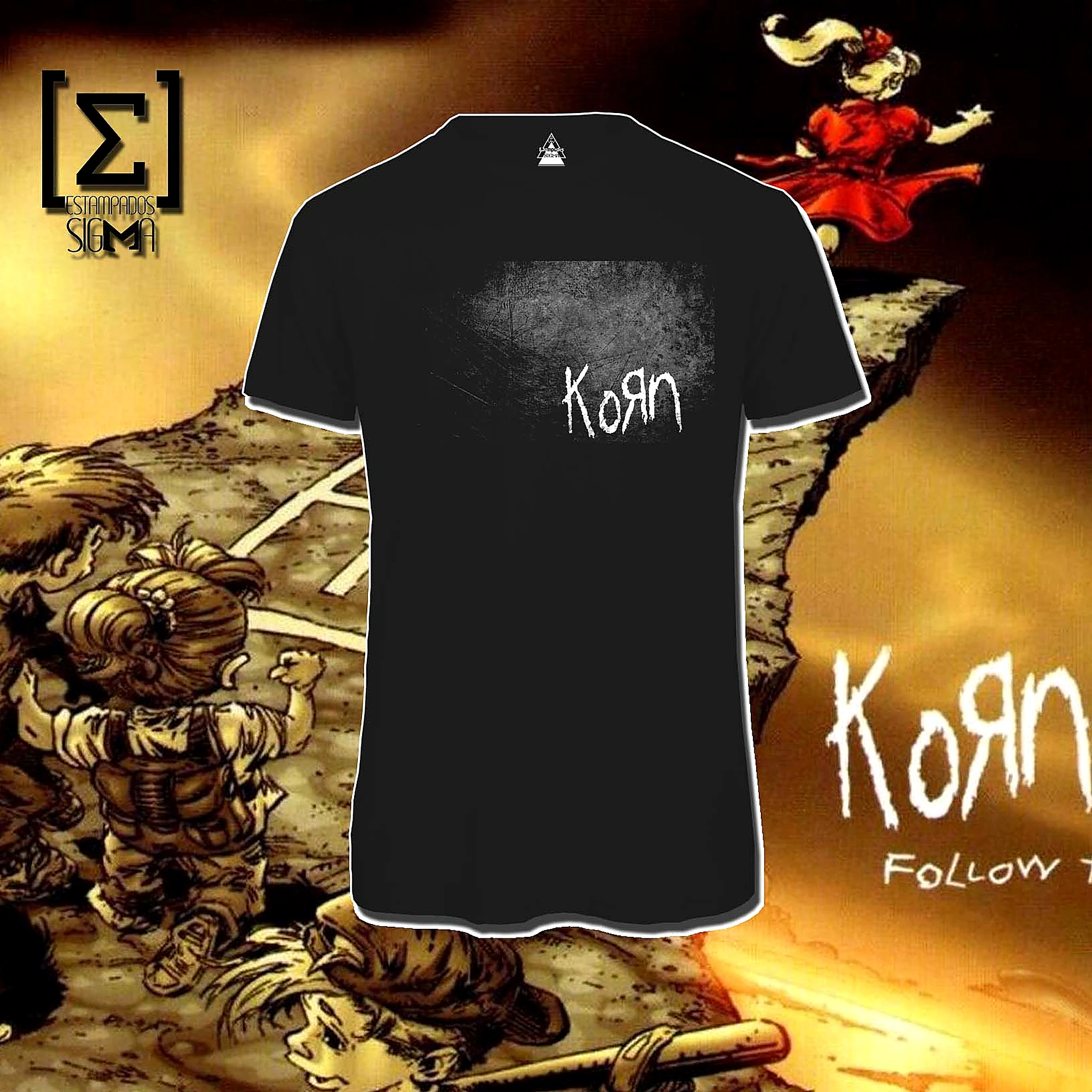 Polera negra Korn, diseño 05