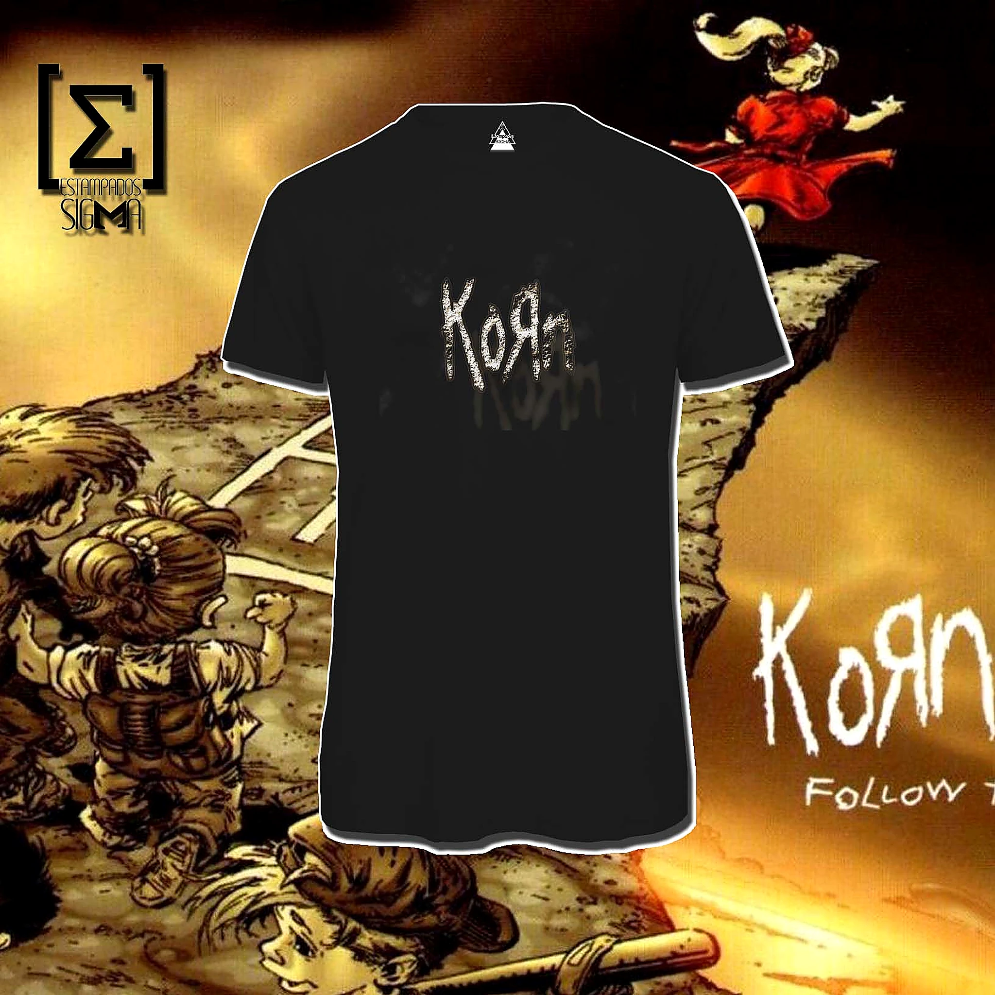 Polera negra Korn, diseño 06