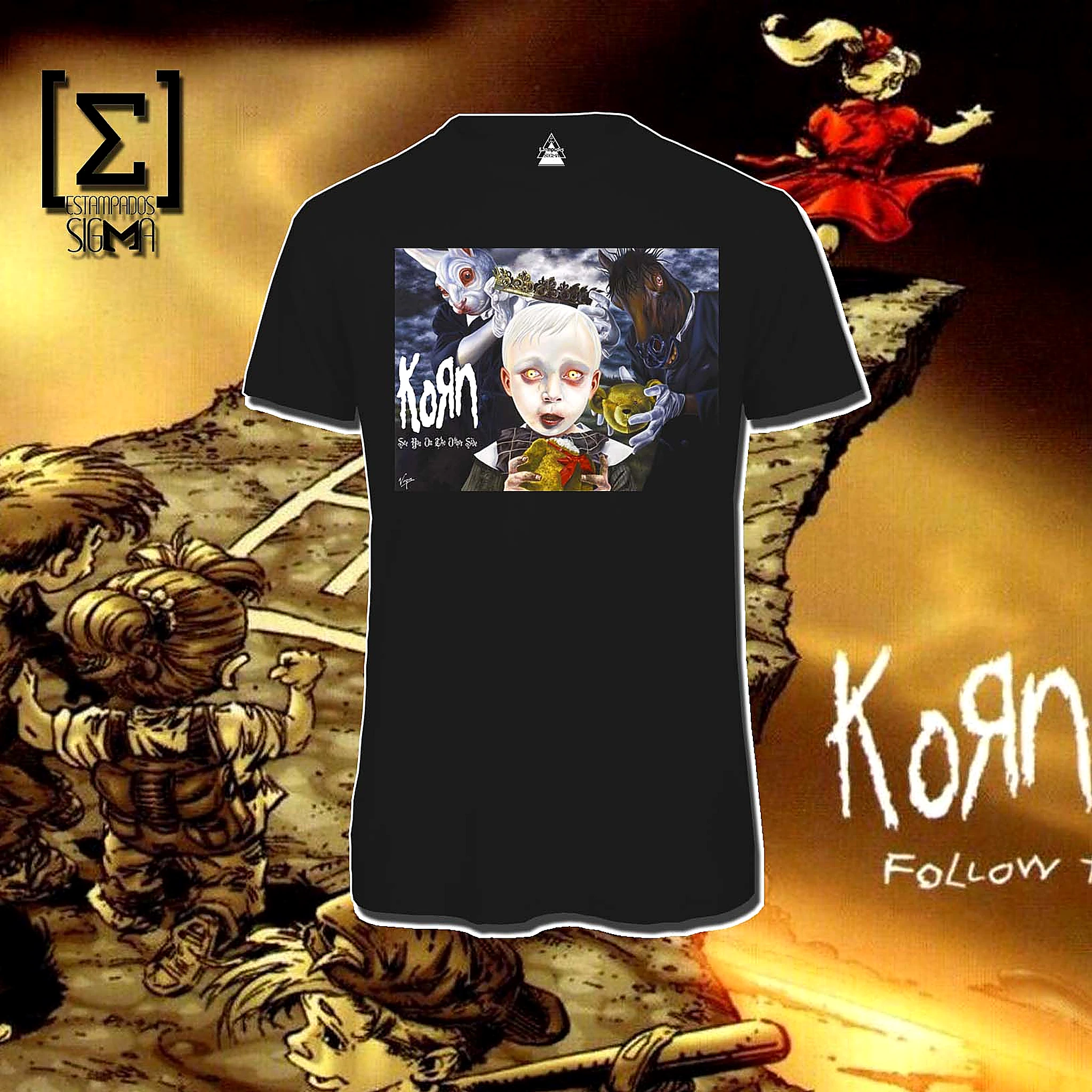 Polera negra Korn, diseño 07