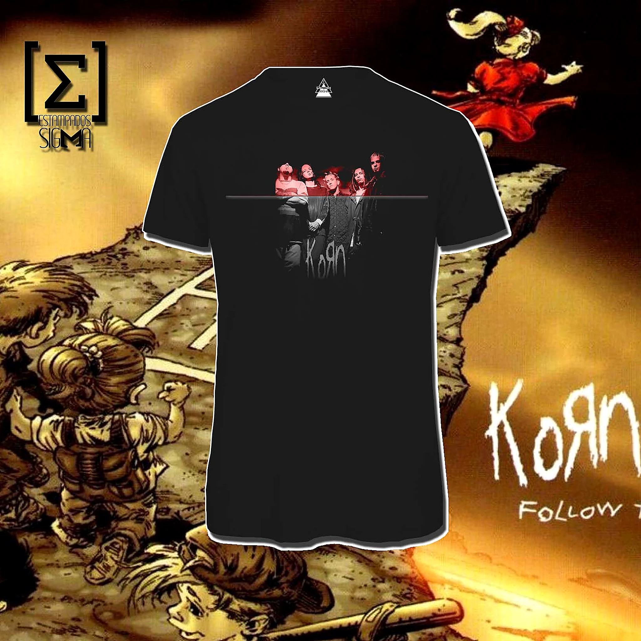 Polera negra Korn, diseño 08