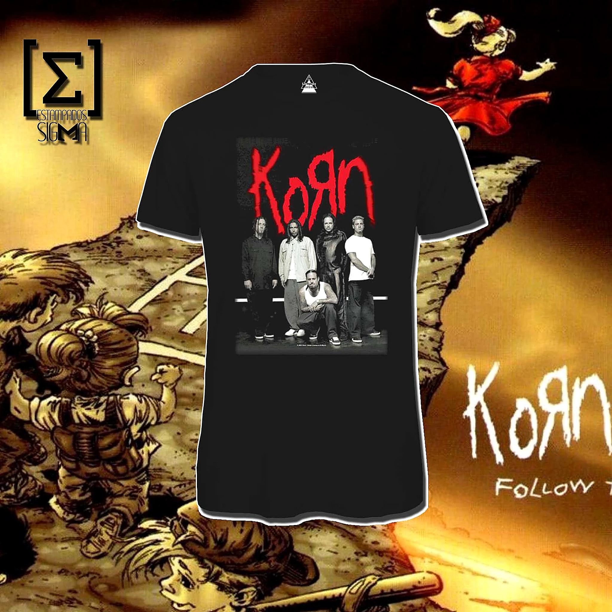 Polera negra Korn, diseño 09