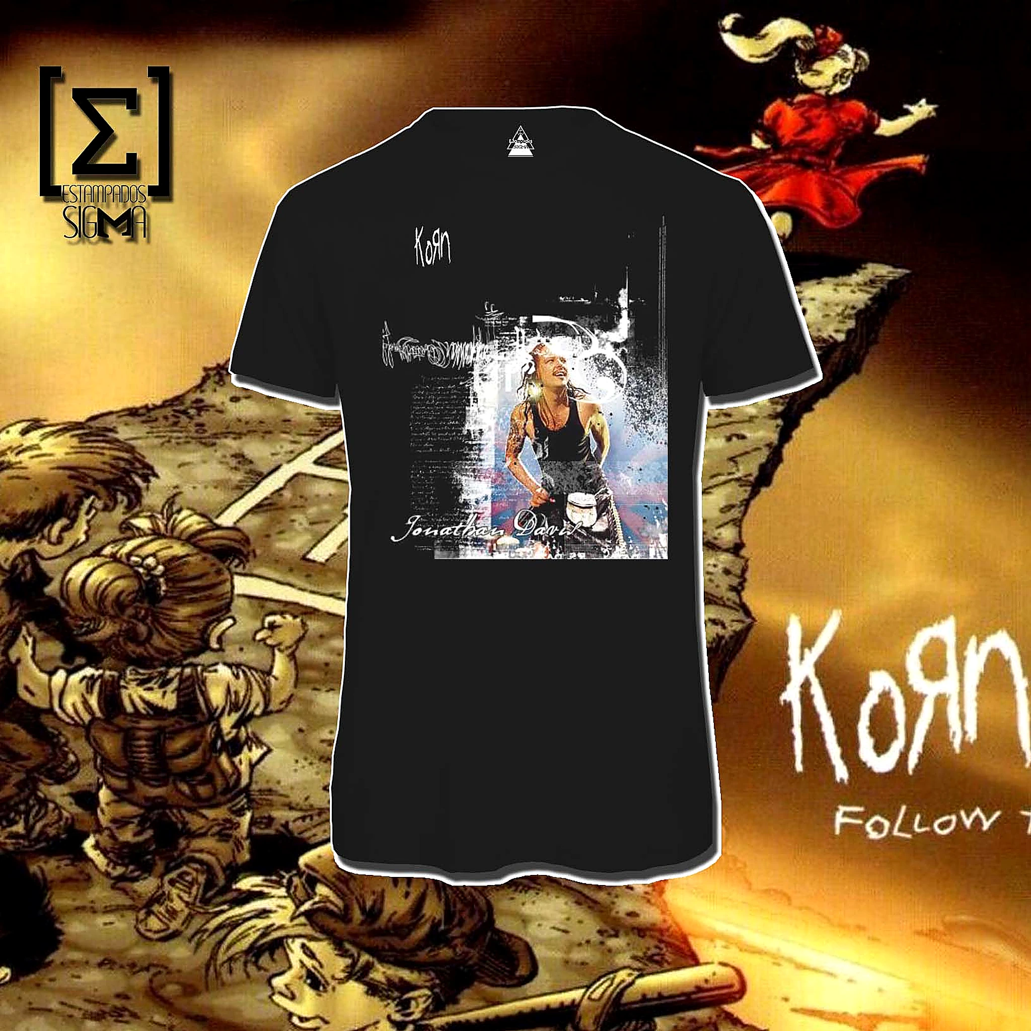 Polera negra Korn, diseño 10