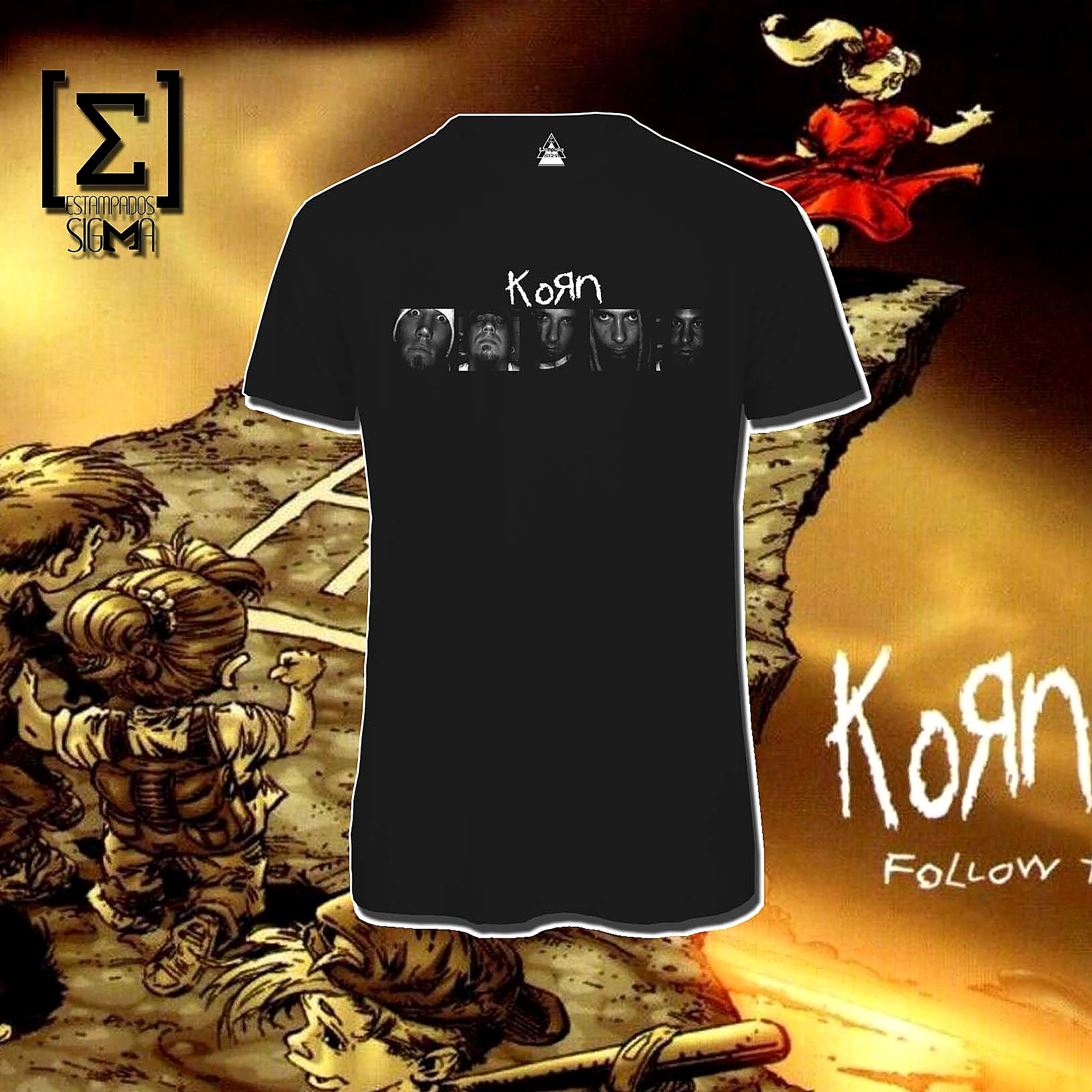 Polera negra Korn, diseño 11