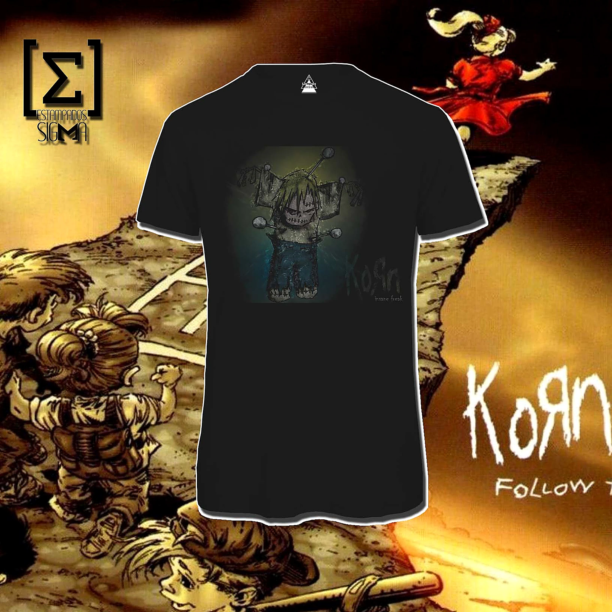 Polera negra Korn, diseño 12