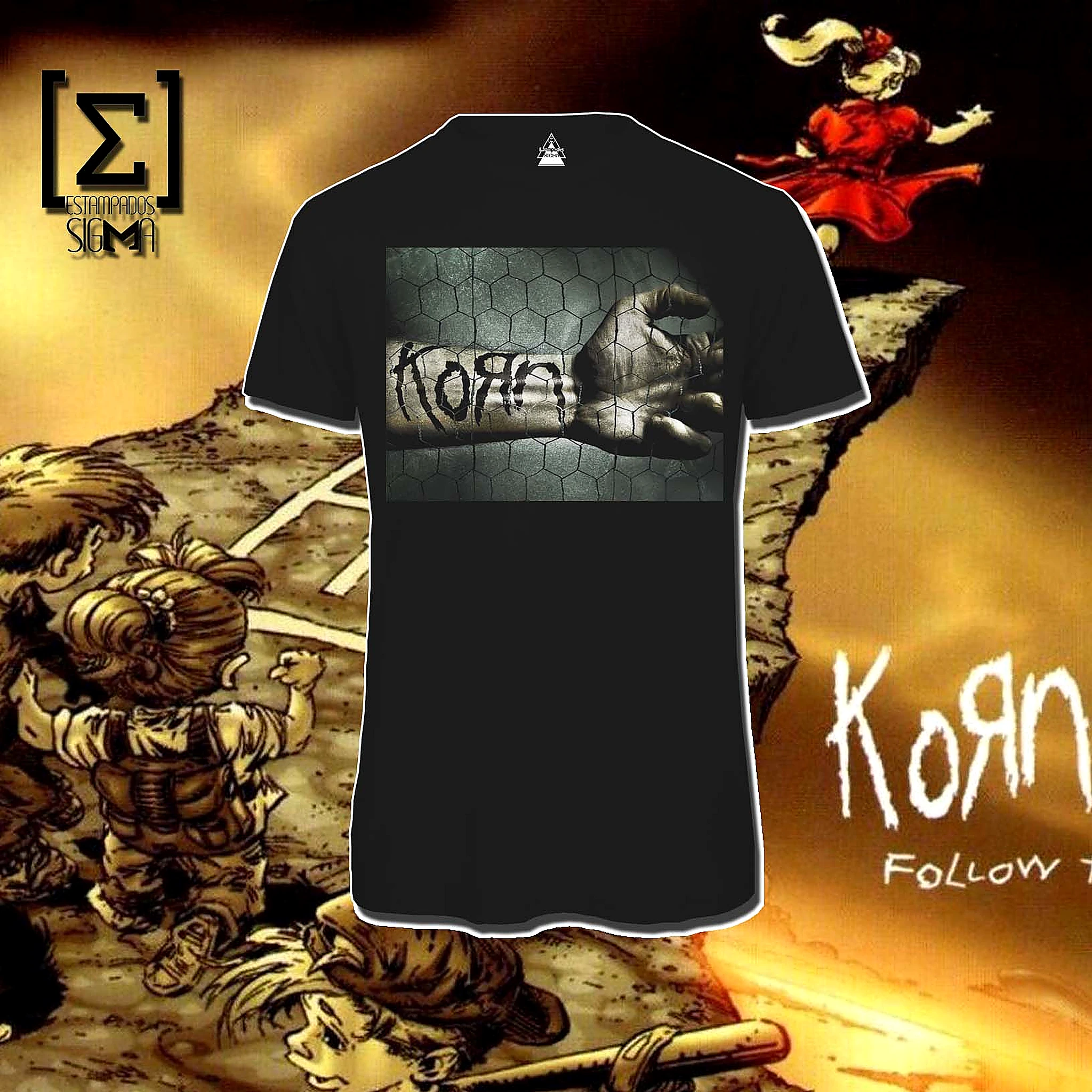 Polera negra Korn, diseño 13