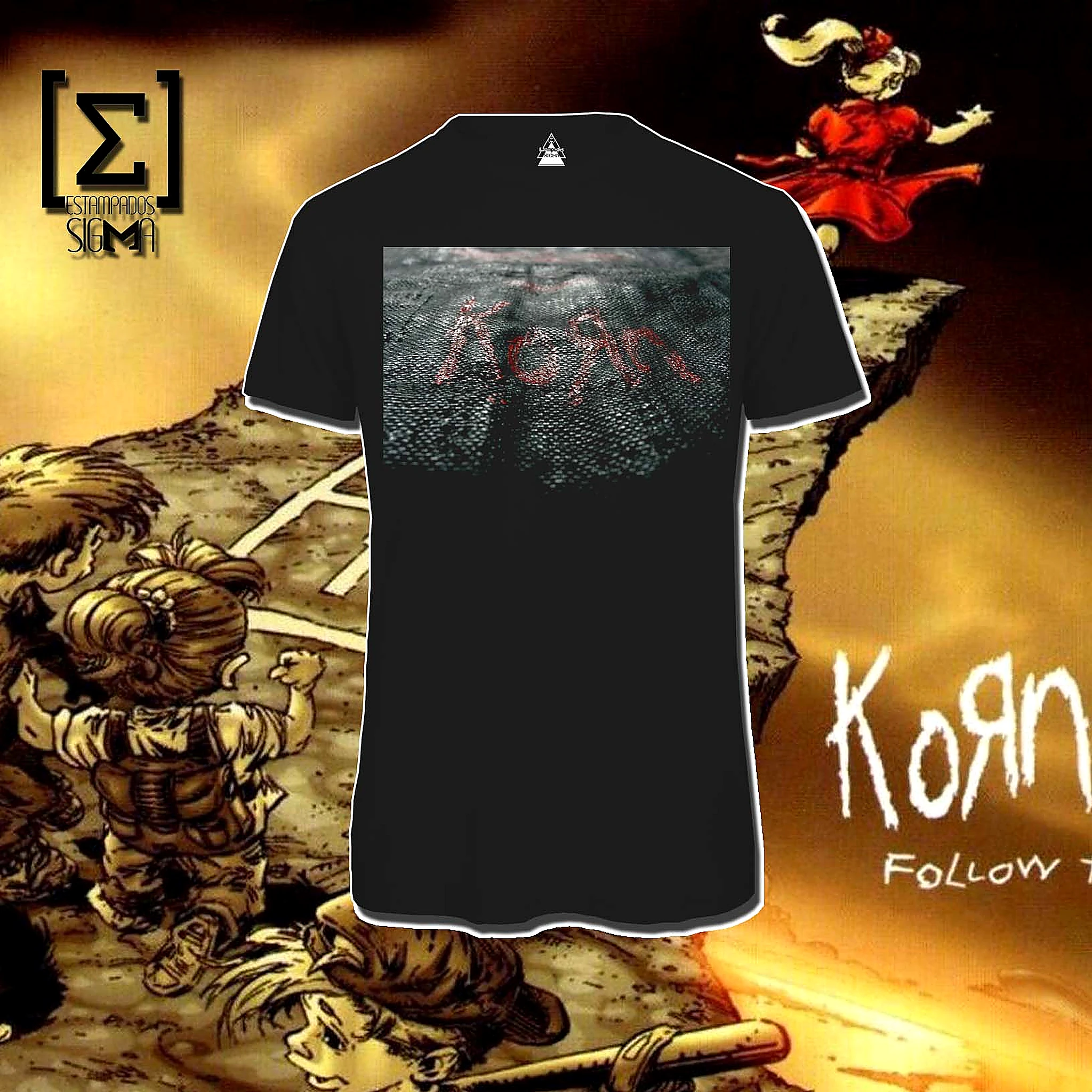Polera negra Korn, diseño 14