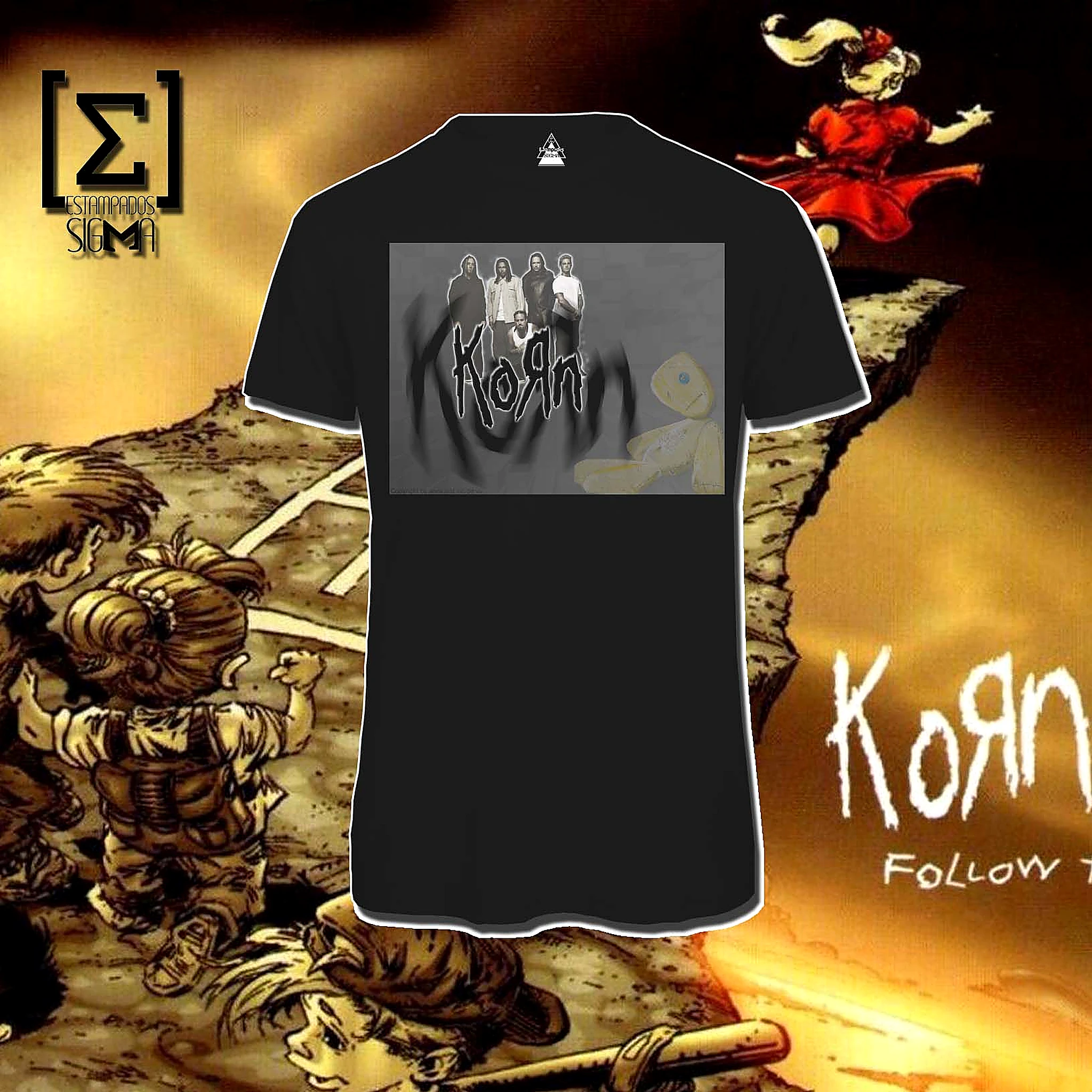 Polera negra Korn, diseño 15