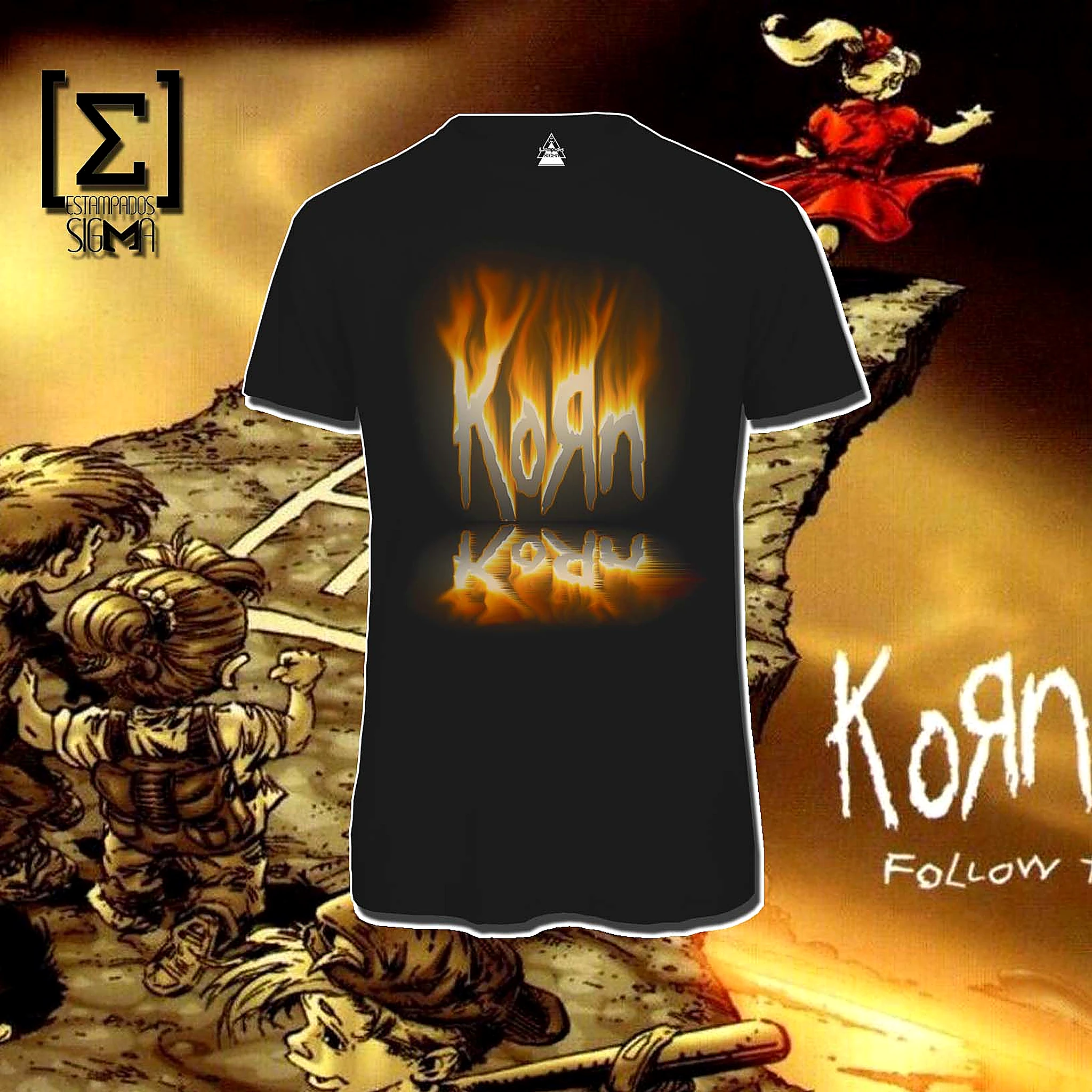 Polera negra Korn, diseño 16