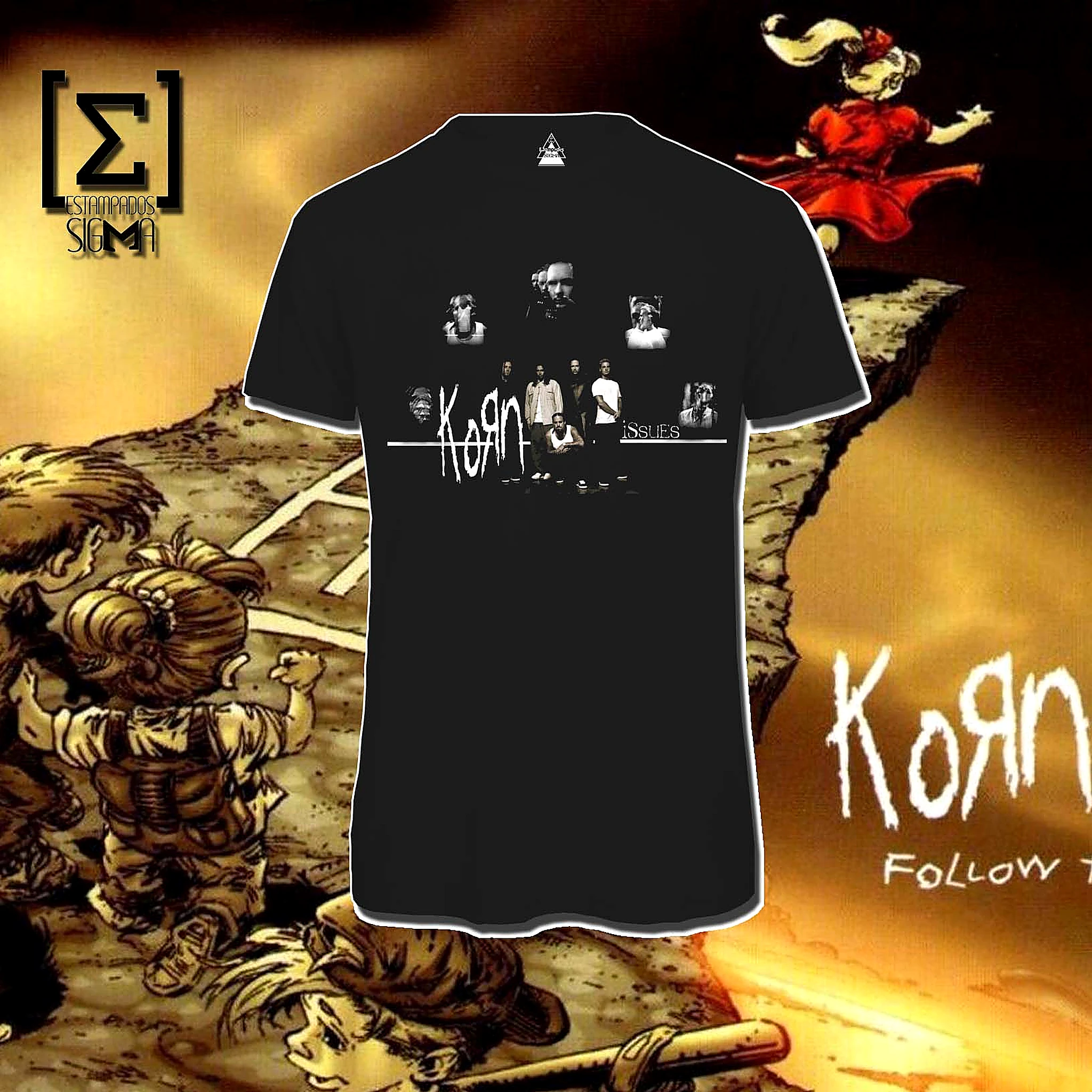 Polera negra Korn, diseño 17