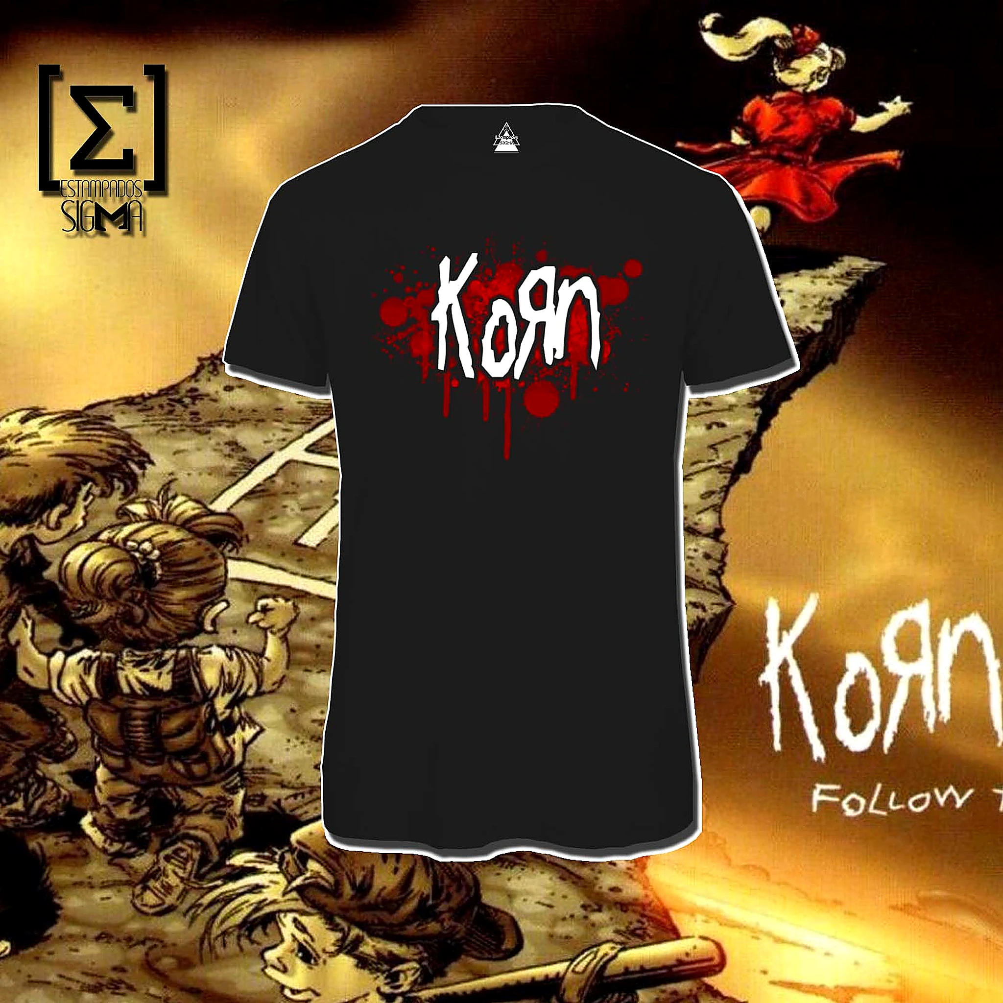 Polera negra Korn, diseño 18