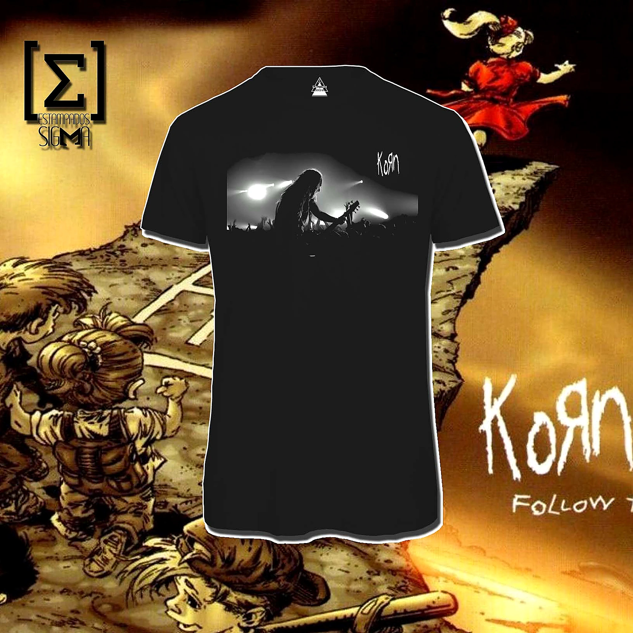 Polera negra Korn, diseño 19