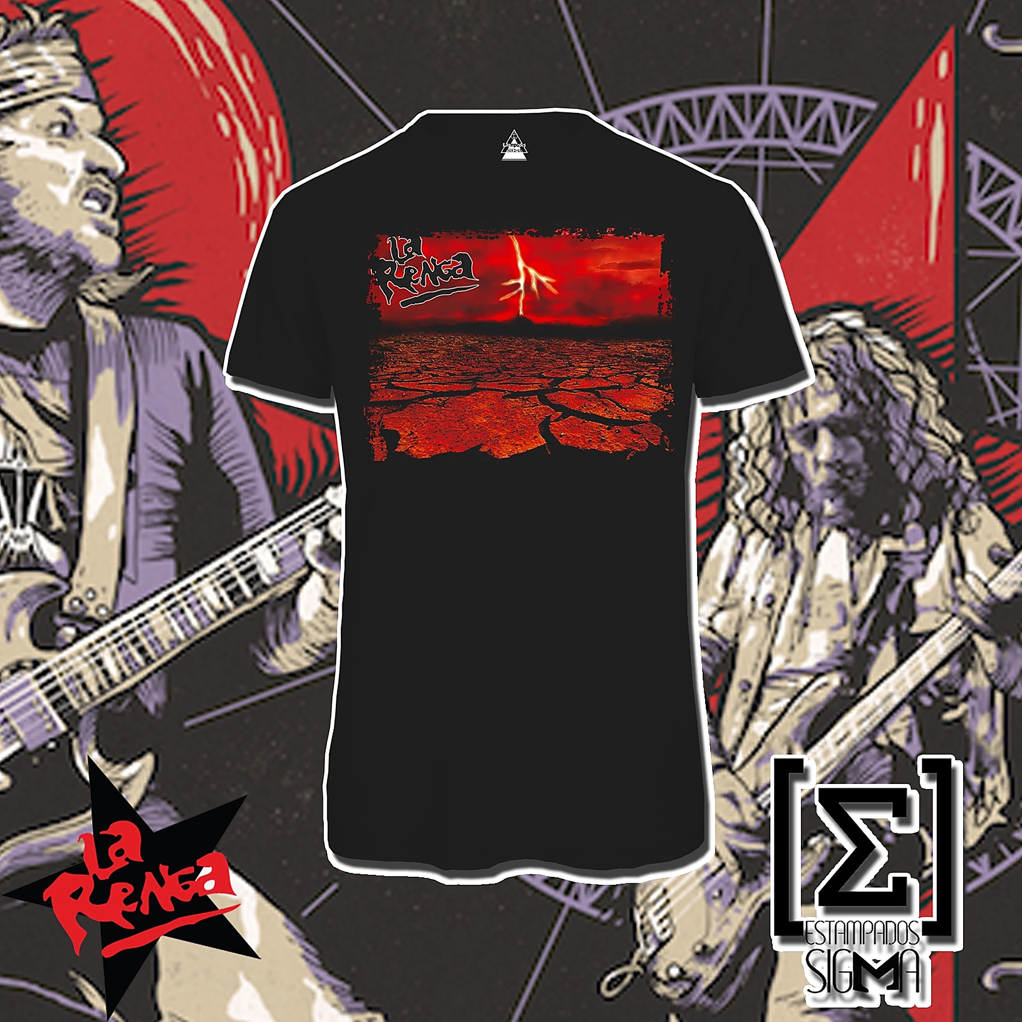 Polera negra La Renga, diseño 01