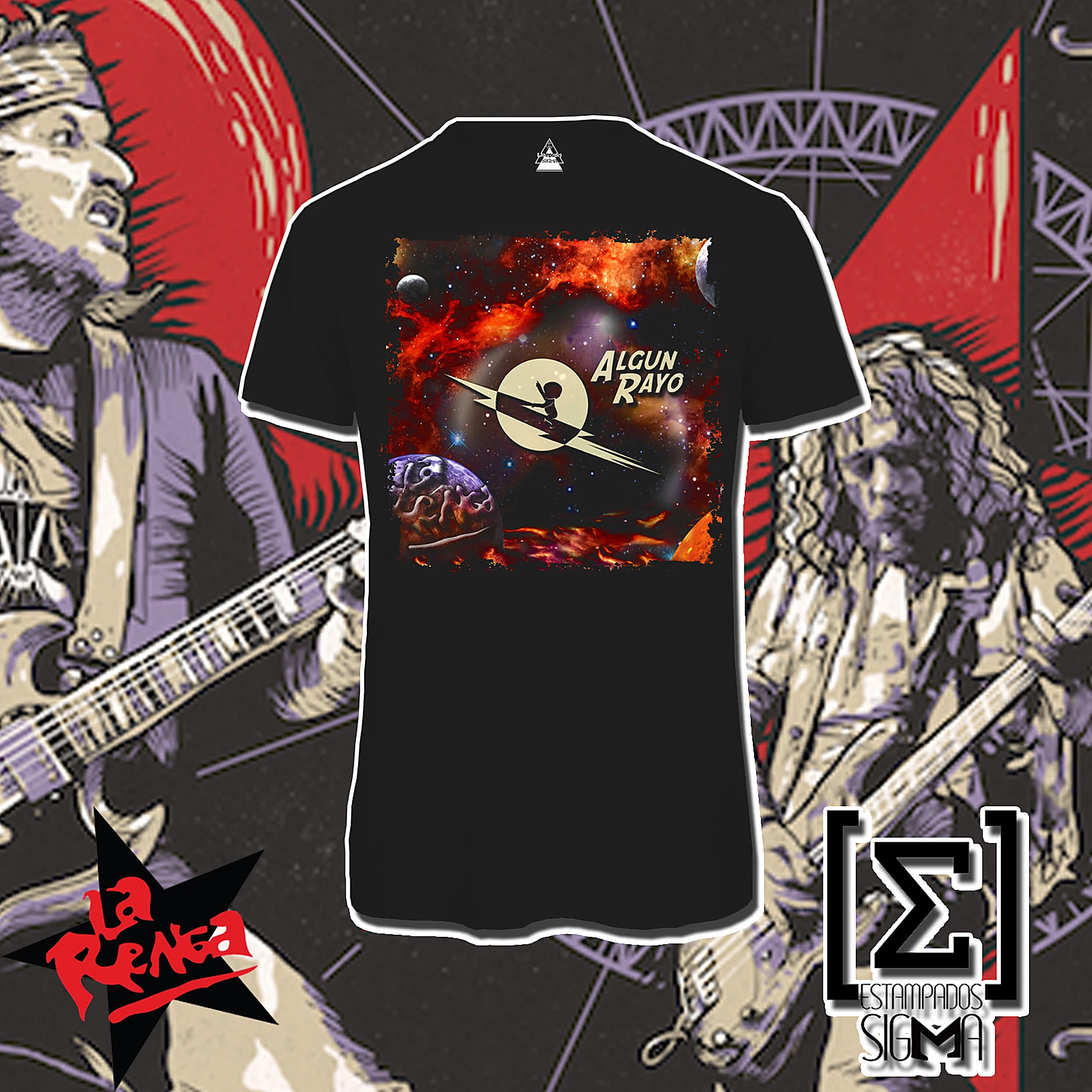 Polera negra La Renga, diseño 03