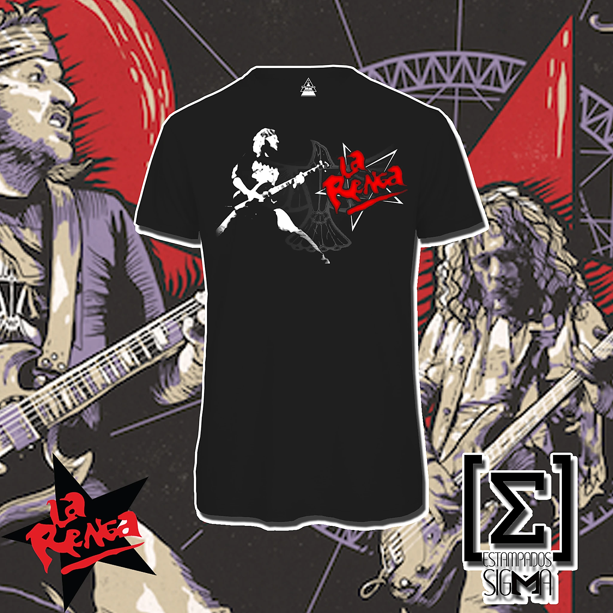 Polera negra La Renga, diseño 05