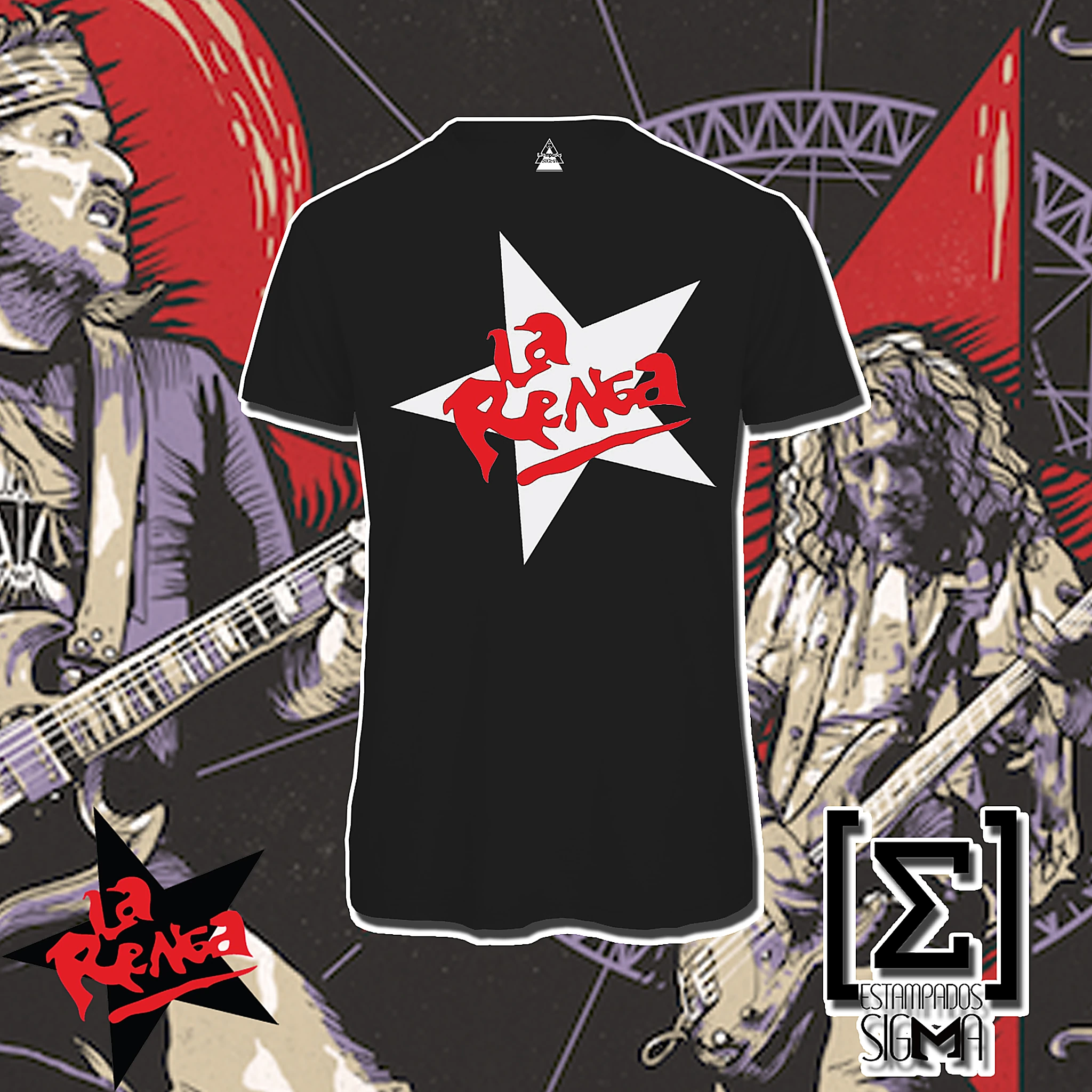 Polera negra La Renga, diseño 13