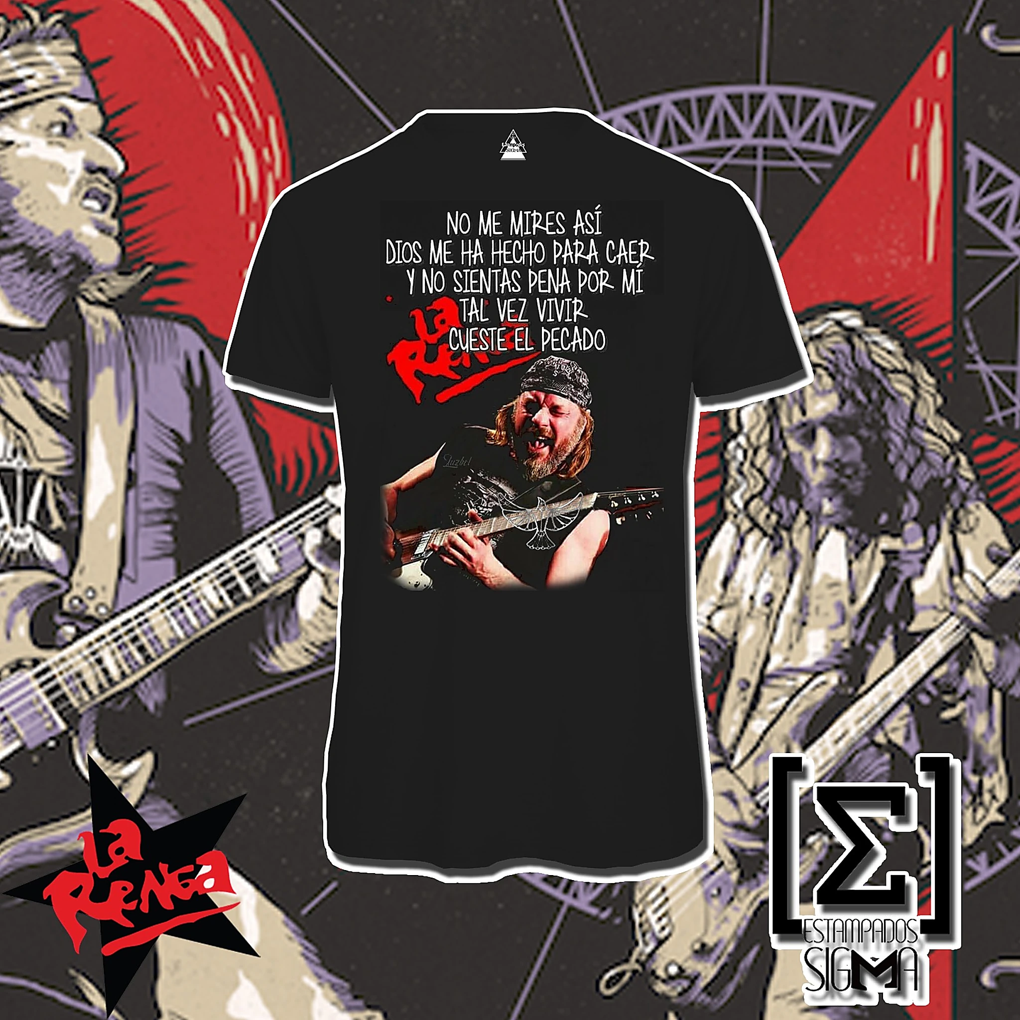 Polera negra La Renga, diseño 19