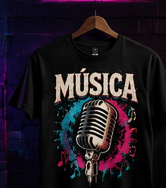 Polera realista estampada de musica