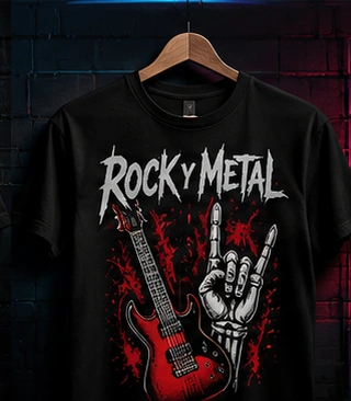 Polera realista estampada de rock metal